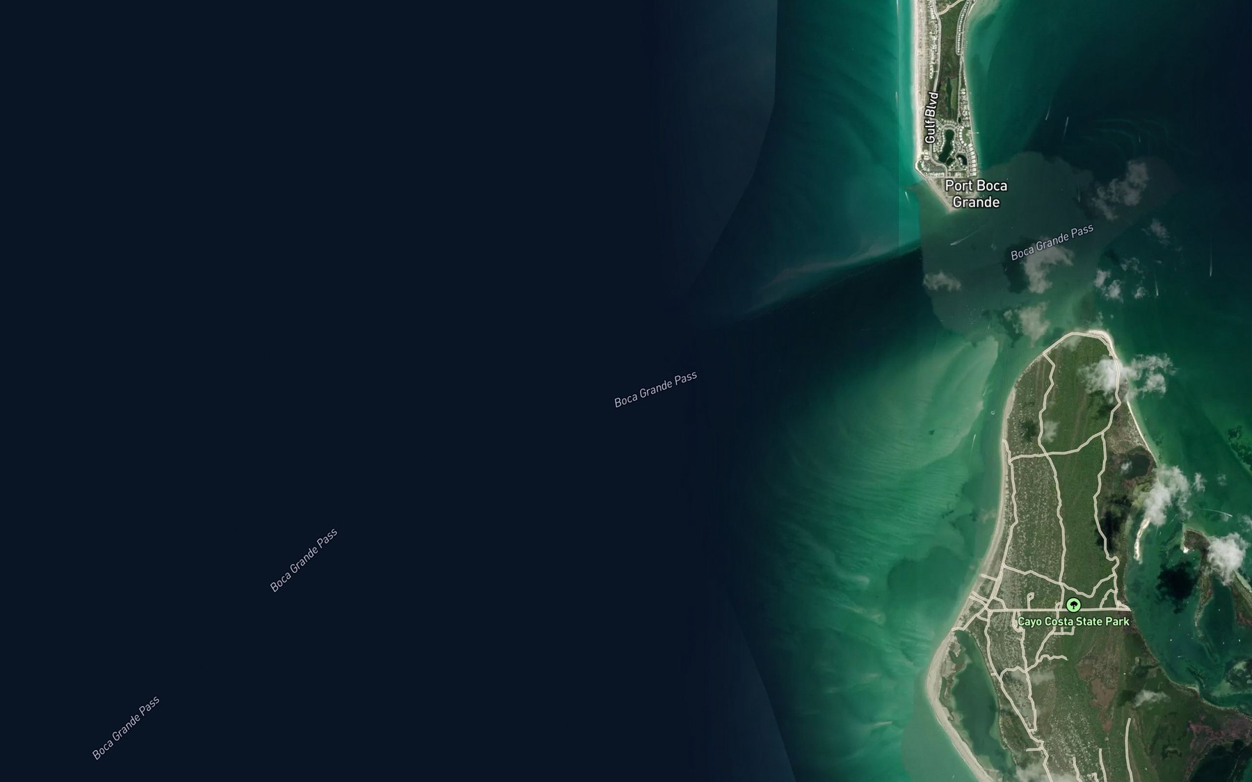 Satellite map of the Boca Grande Channel