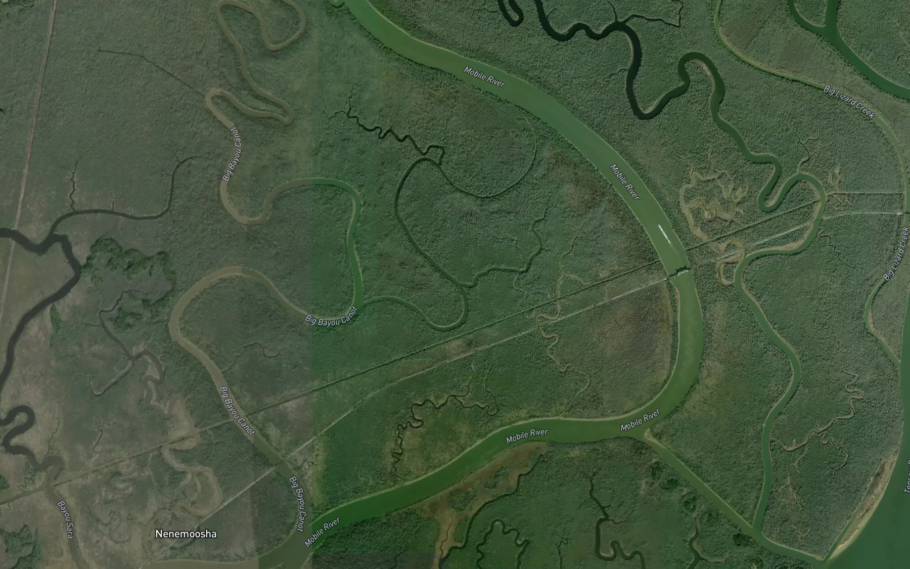 Satellite map of the Franklin Bayou