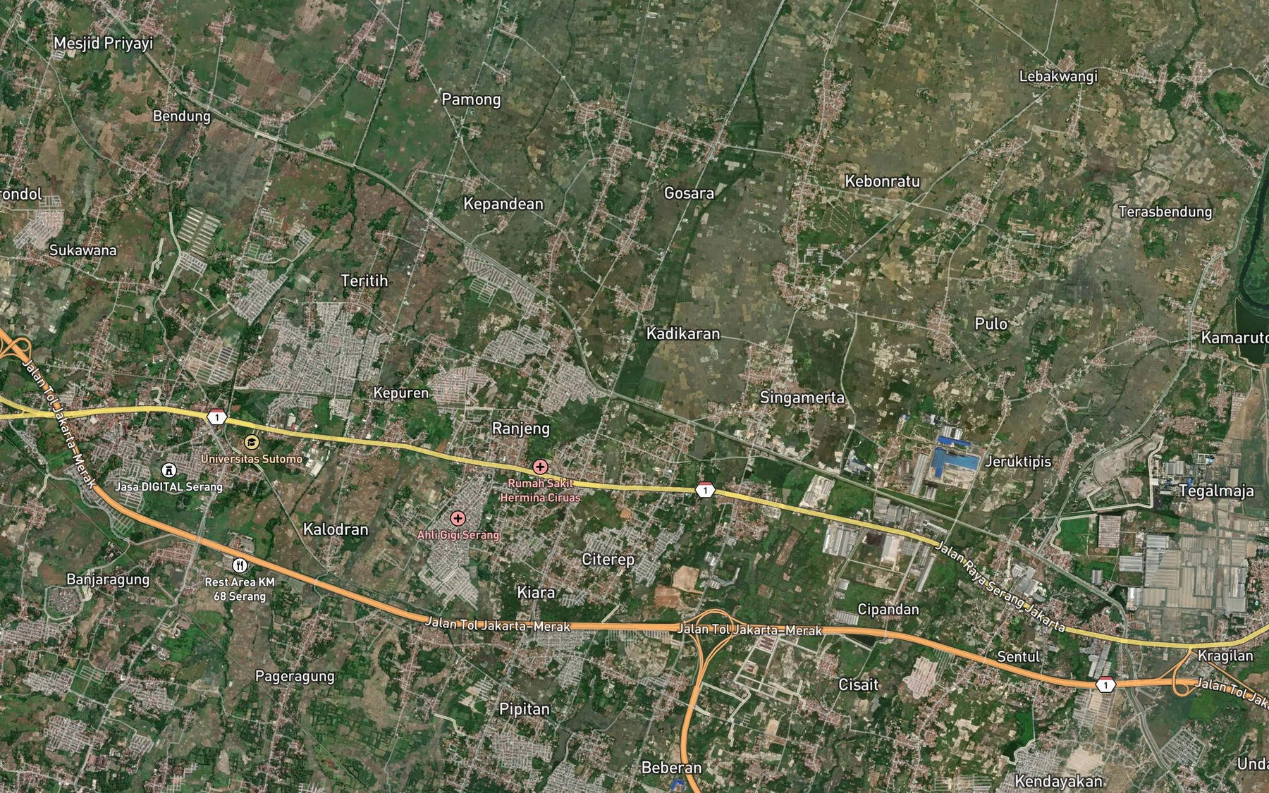 Satellite map of the Saluran Cacing