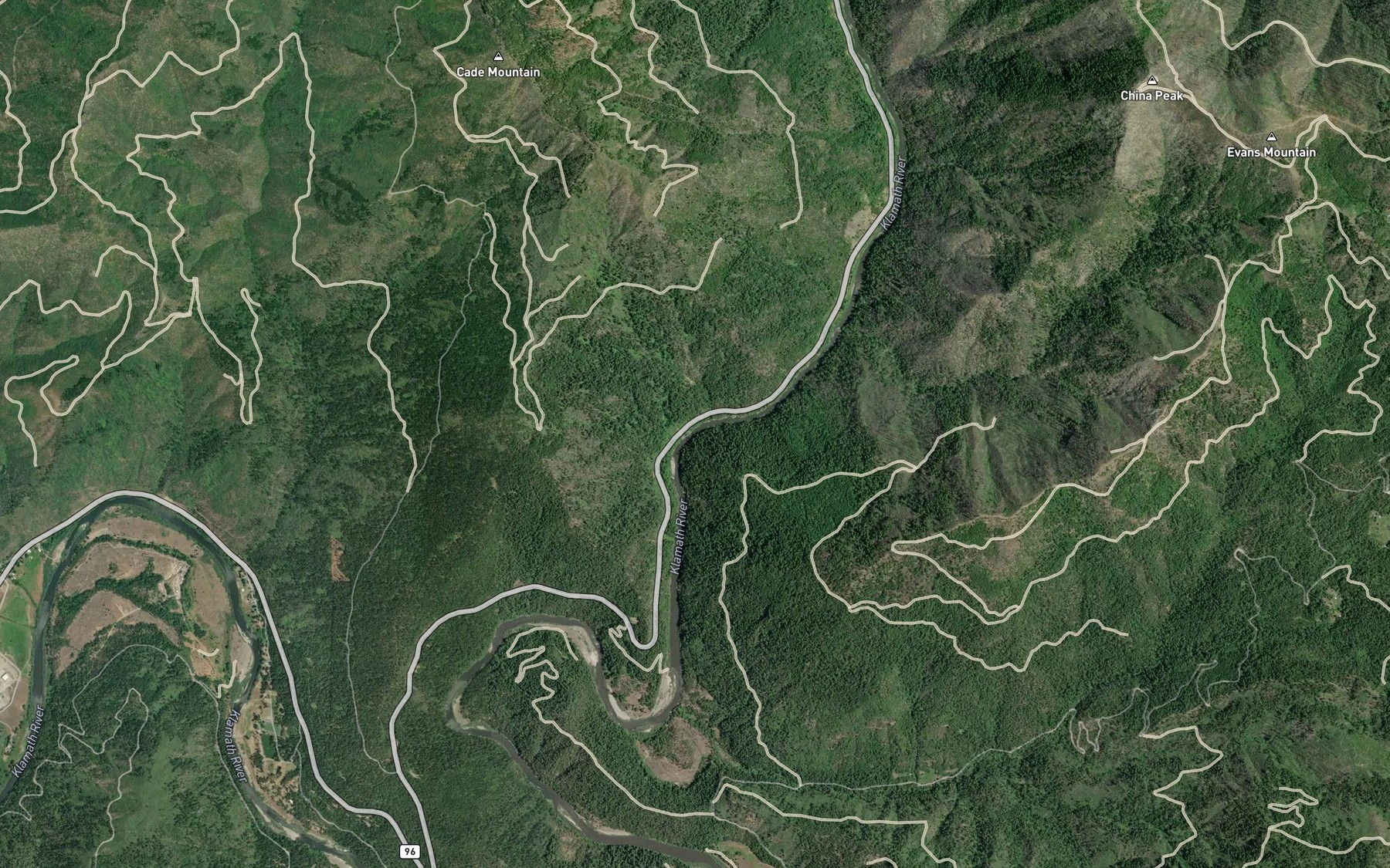 Satellite map of the Oak Hollow Creek