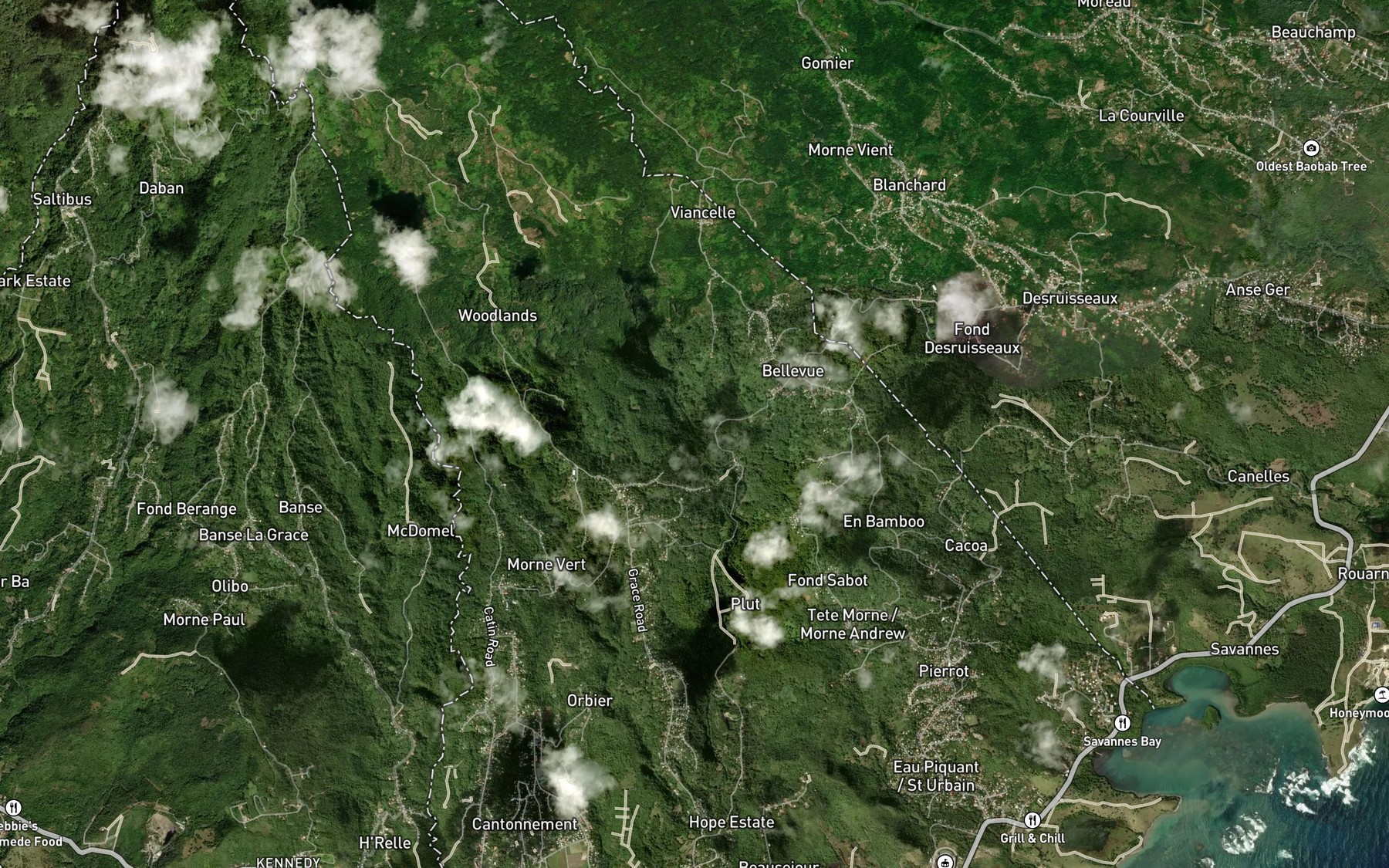 Satellite map of the Ravine Bois Flot