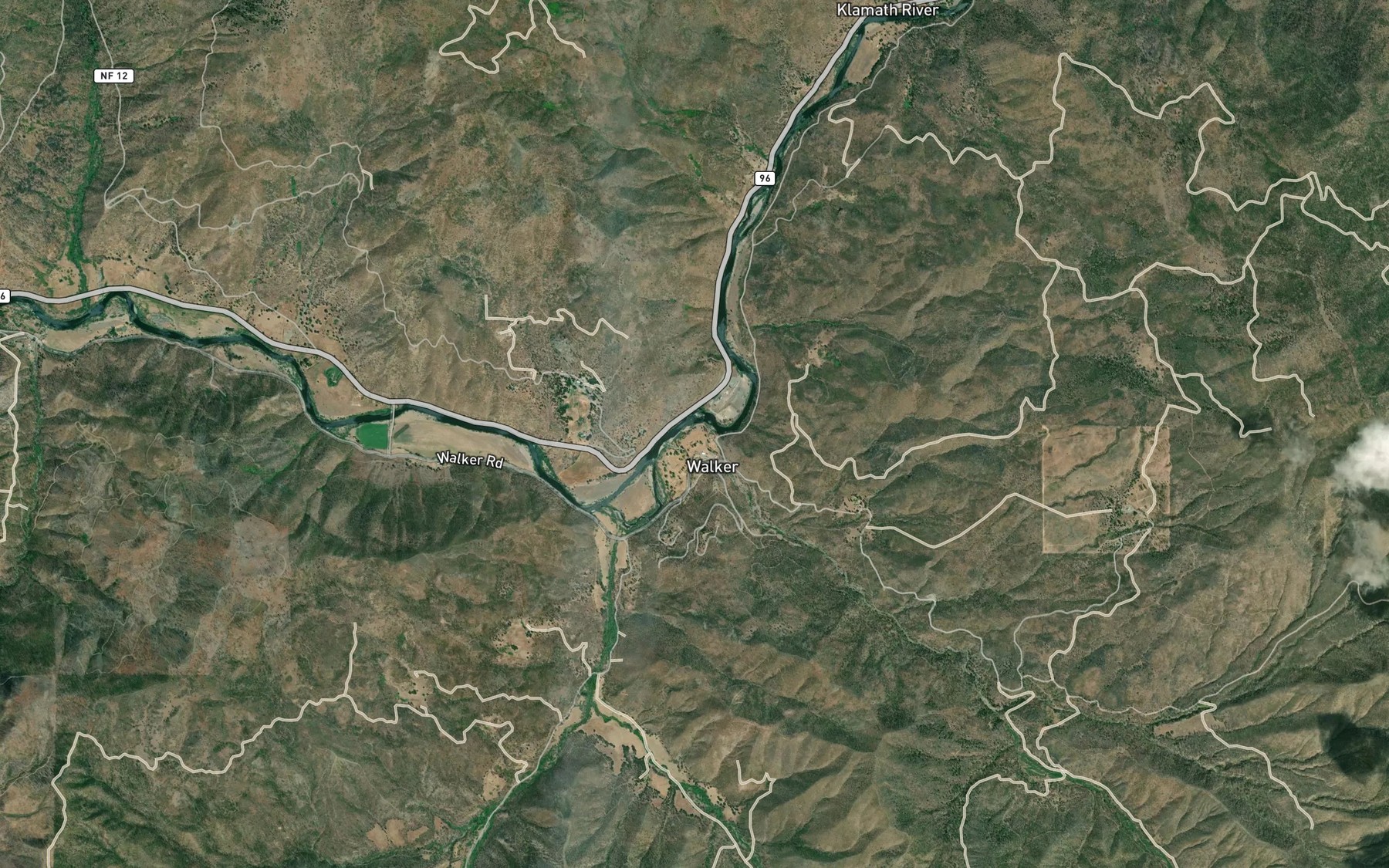 Satellite map of the Little Humbug Creek