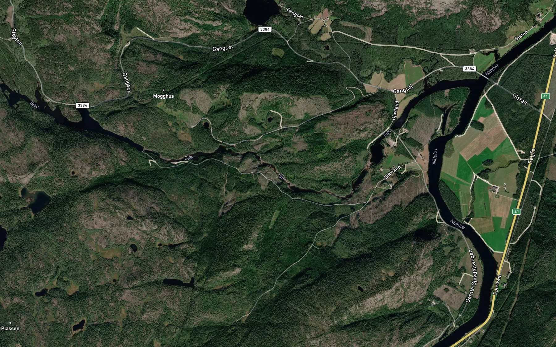 Satellite map of the Oygardsfossane