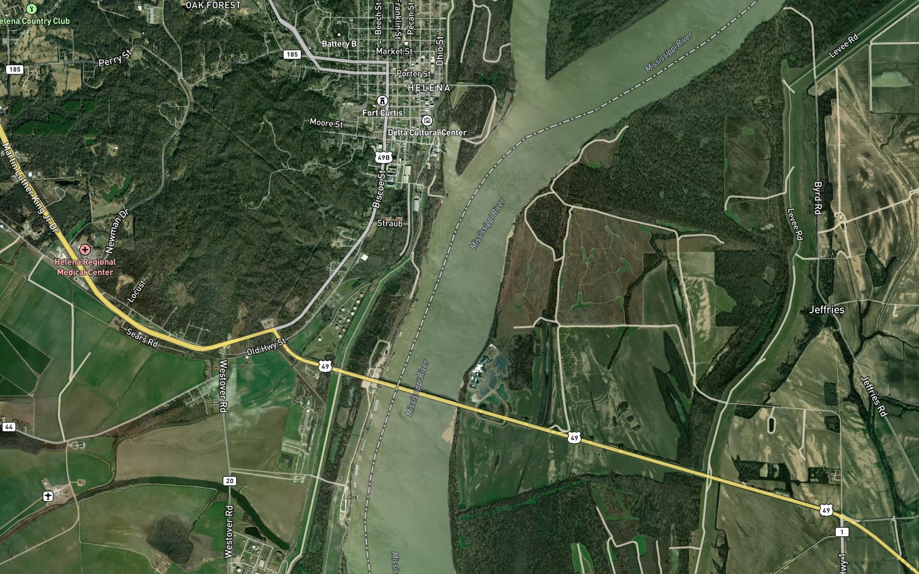 Satellite map of the Helena Reach