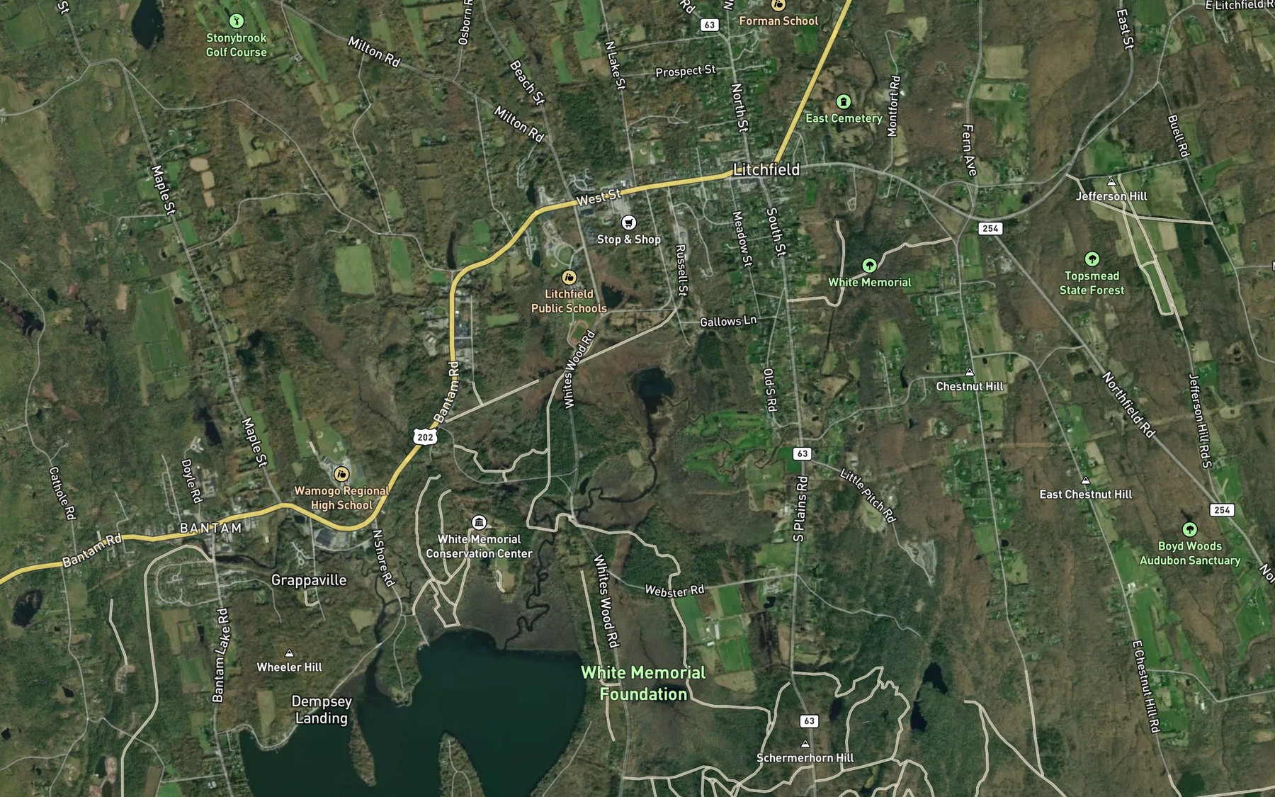 Satellite map of the Moulthrop Brook