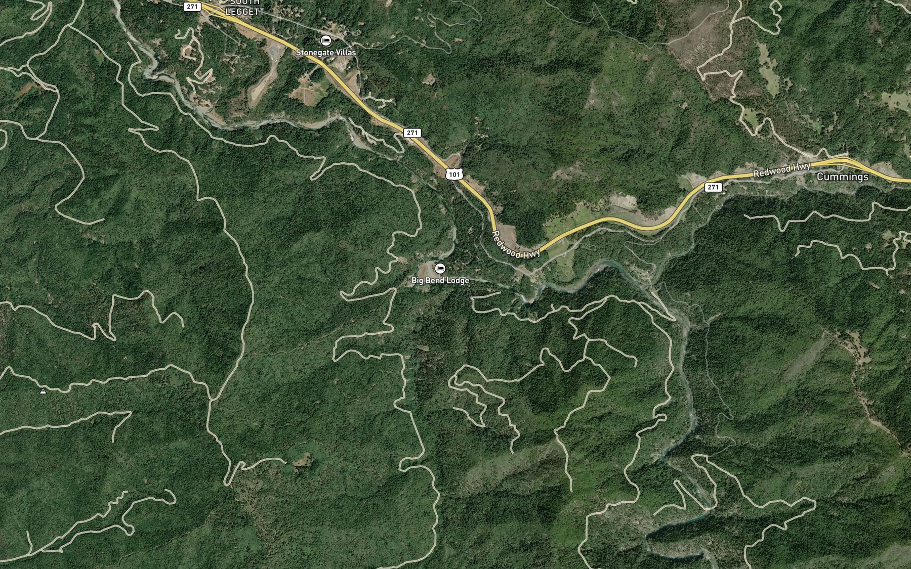 Satellite map of the Low Gap Creek