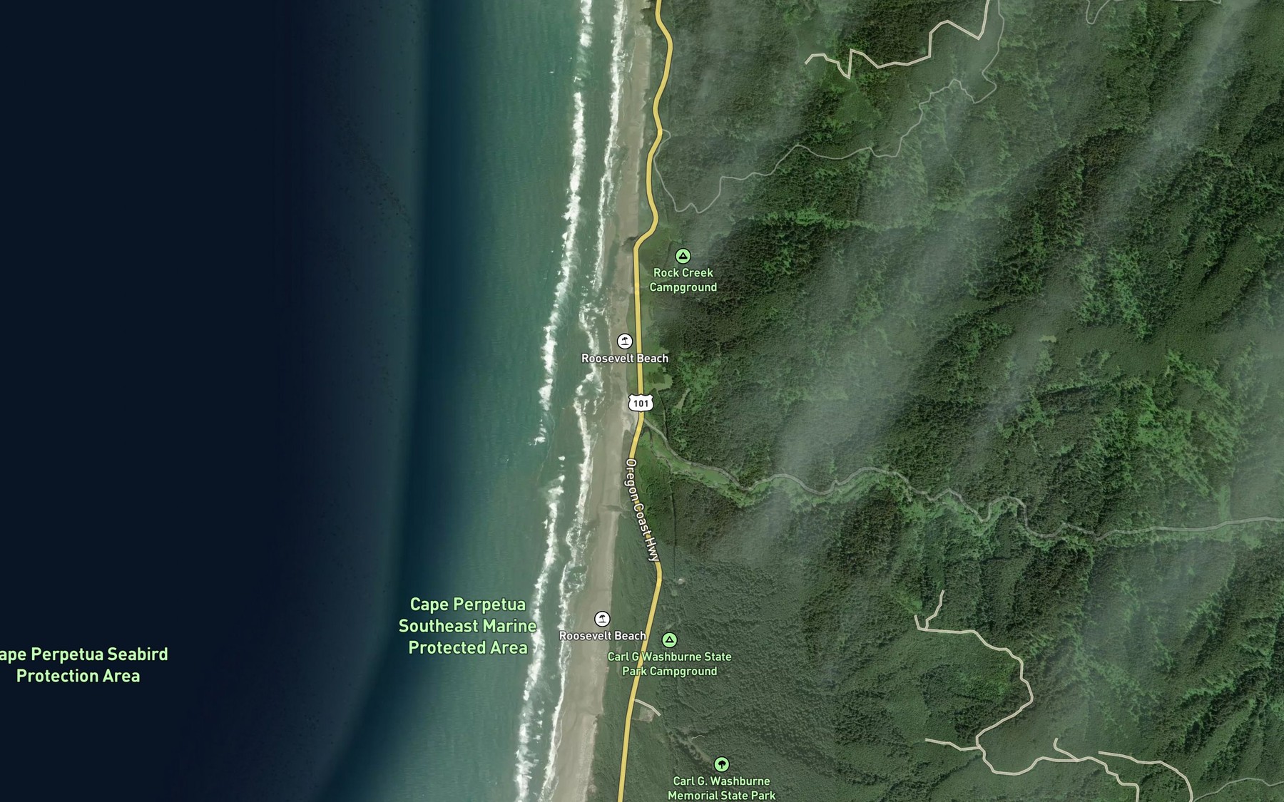 Satellite map of the Big Creek