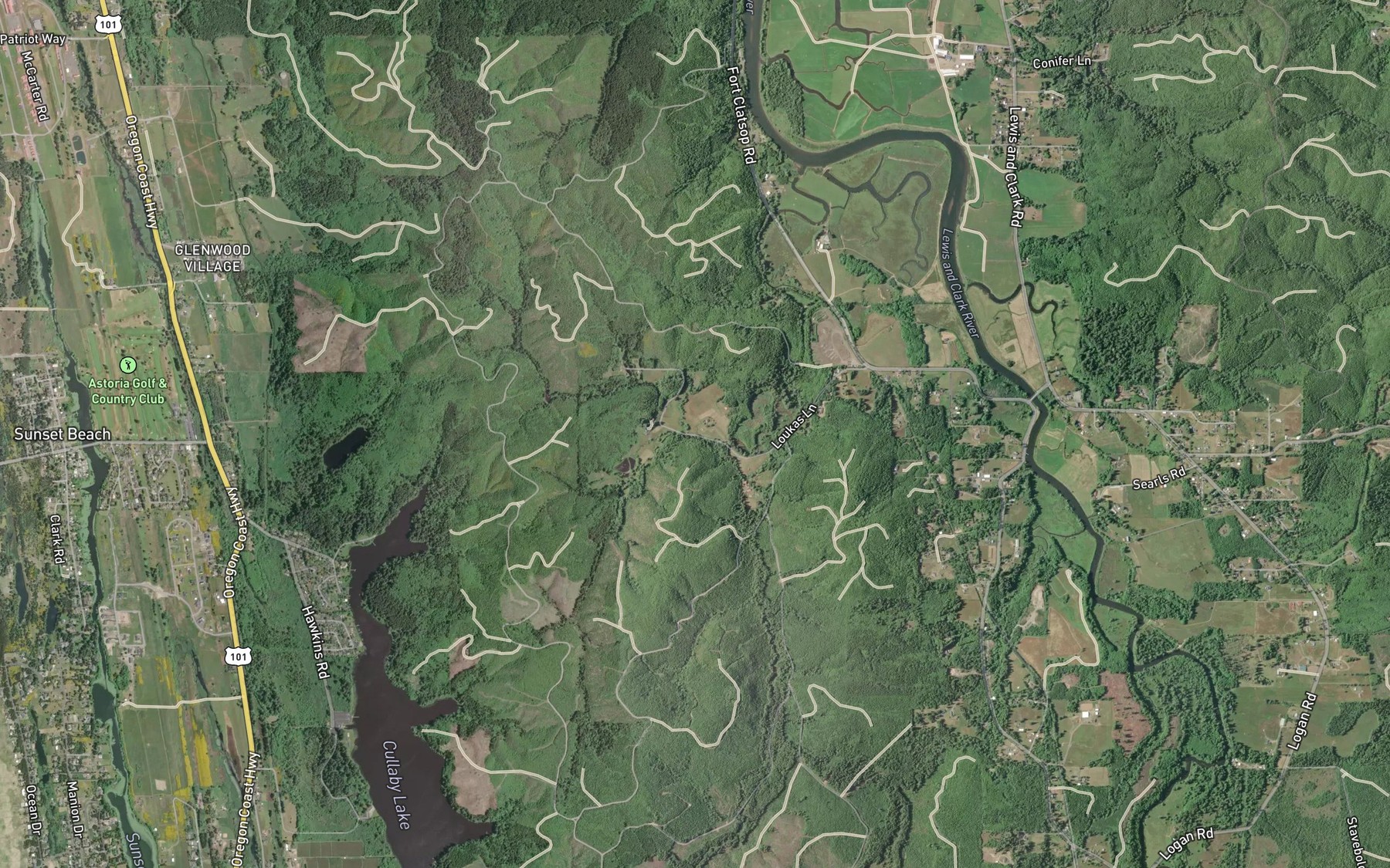 Satellite map of the North Fork Abercrombie Creek