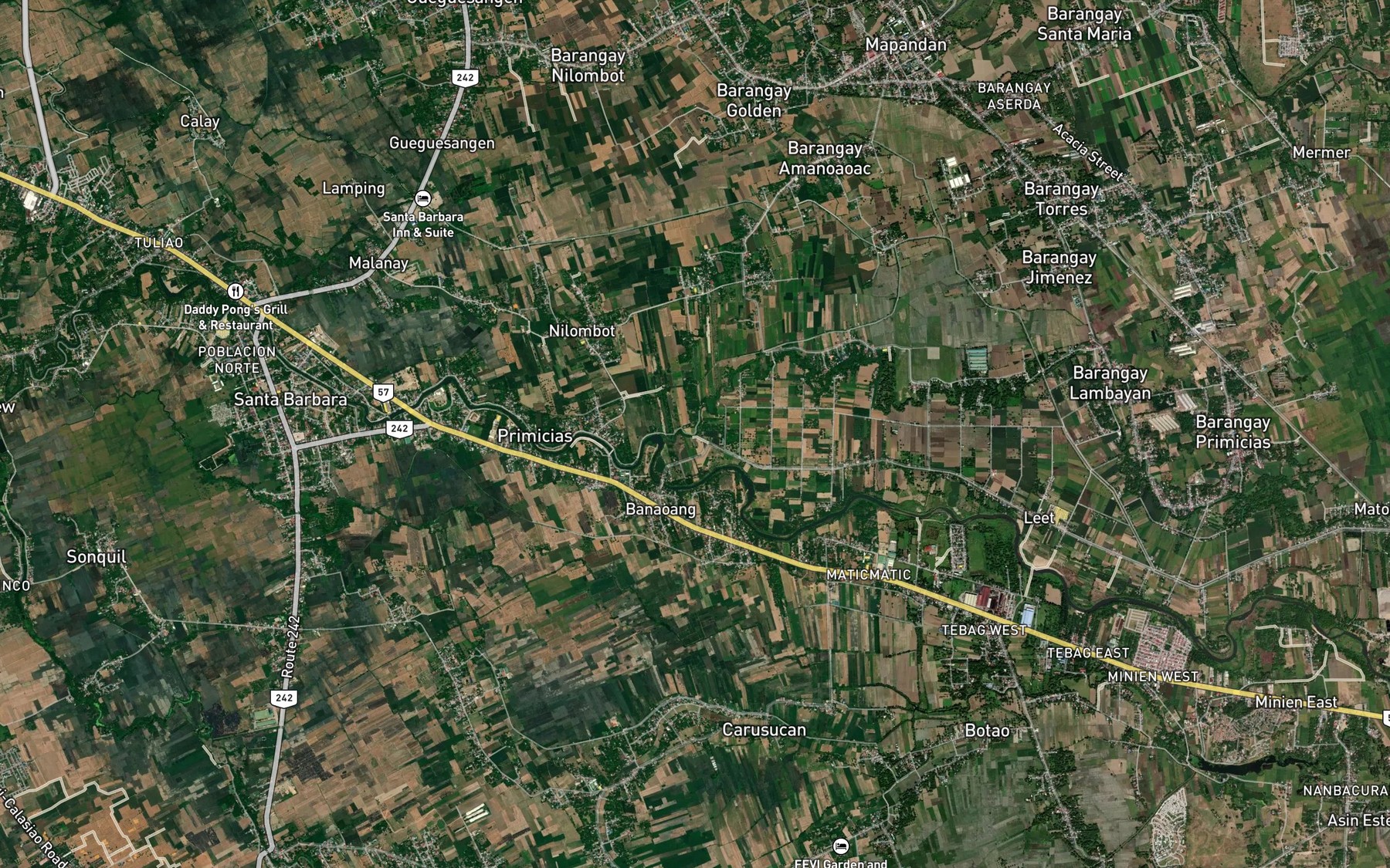 Satellite map of the Quinabalotan River