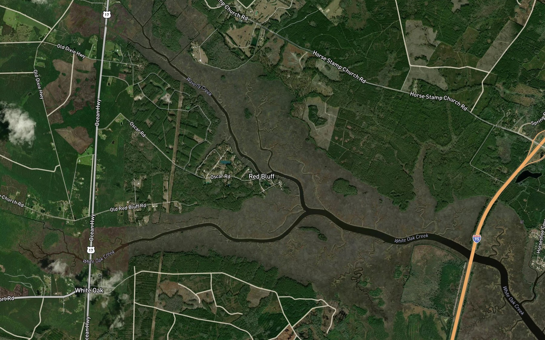 Satellite map of the Quarterman Creek