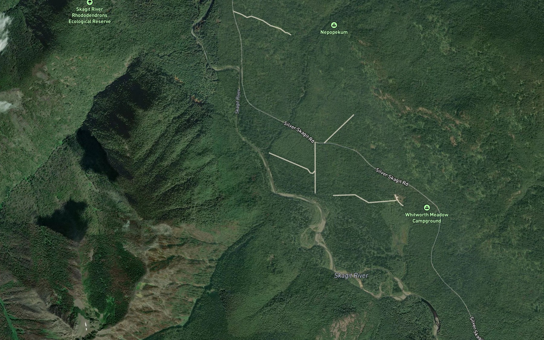 Satellite map of the Nepopekum Creek