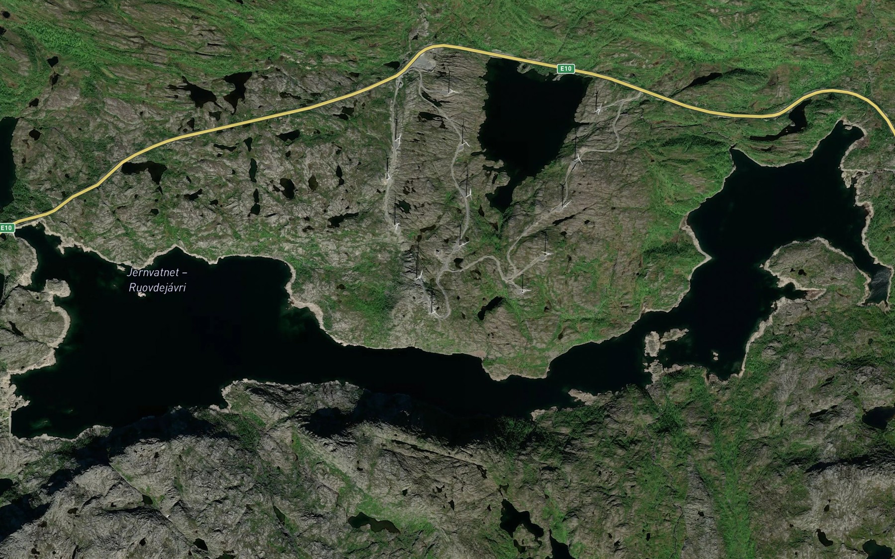 Satellite map of the Jernvatnet,nedre
