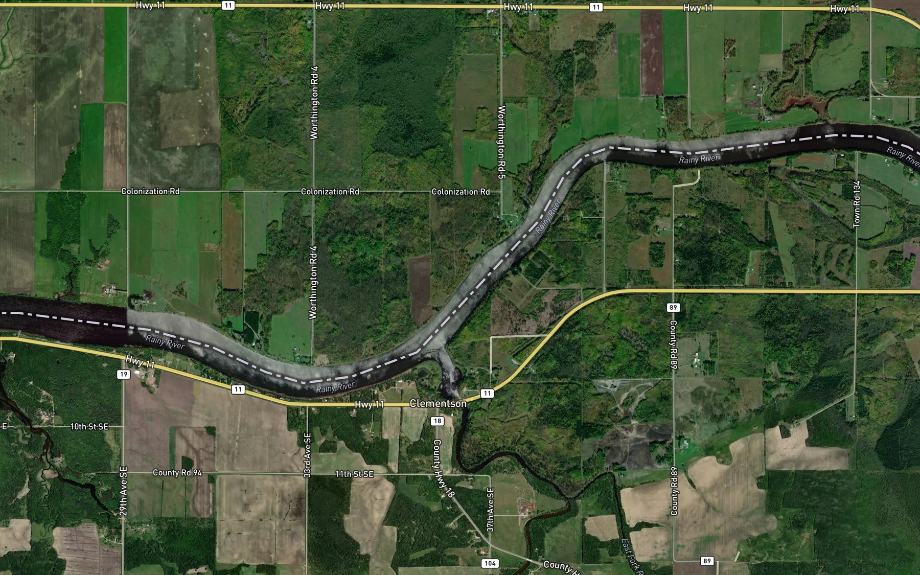 Satellite map of the Sleeman Creek