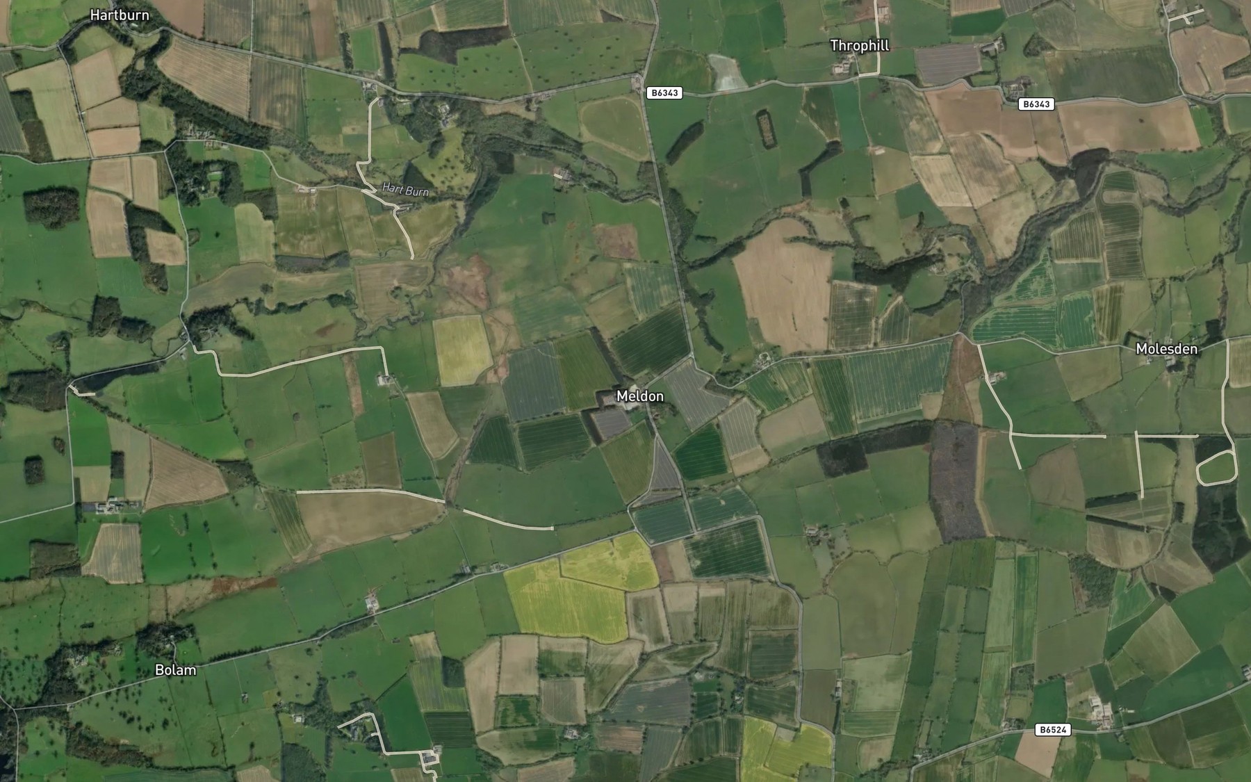 Satellite map of the Hart Burn