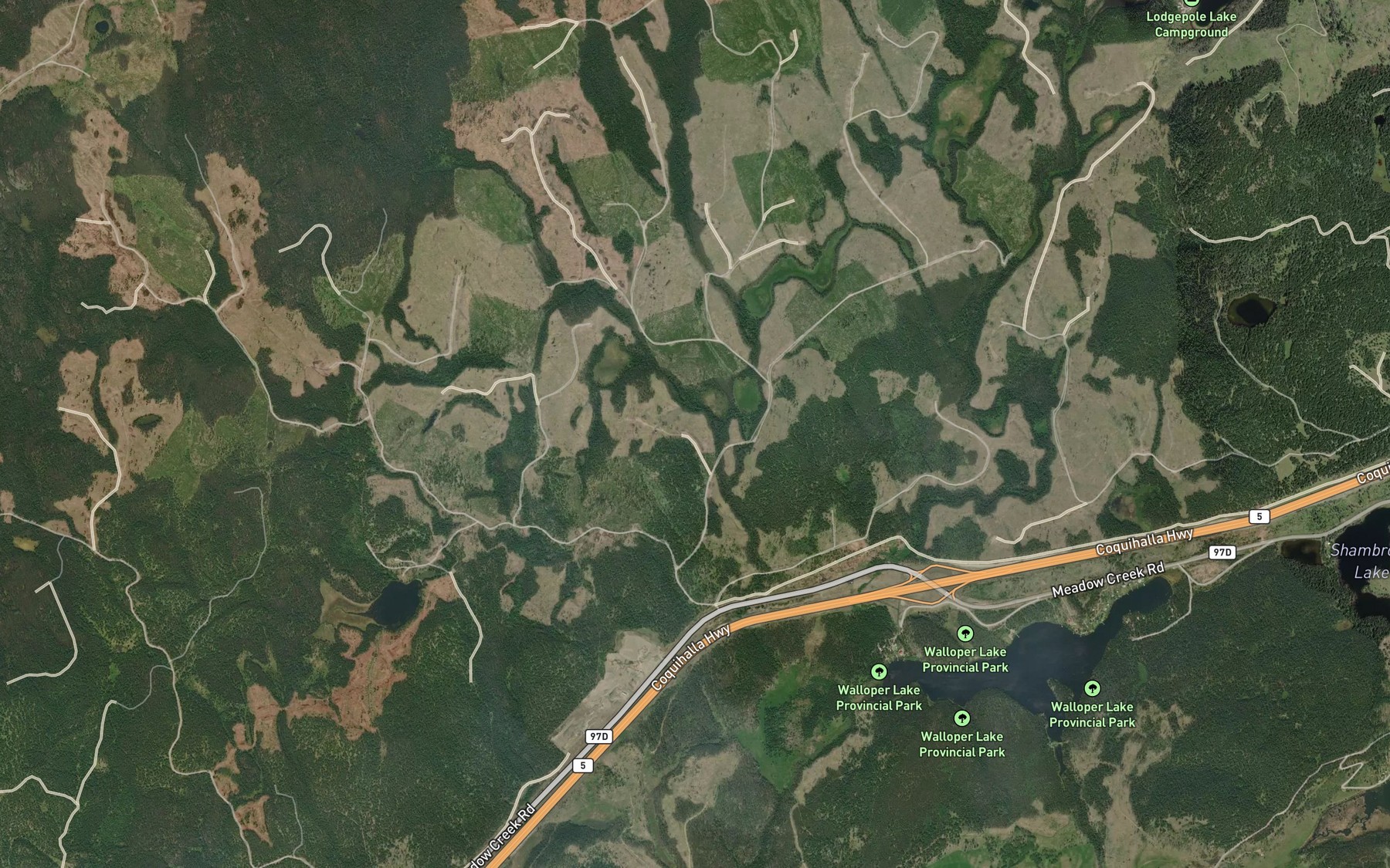Satellite map of the East Melba Creek
