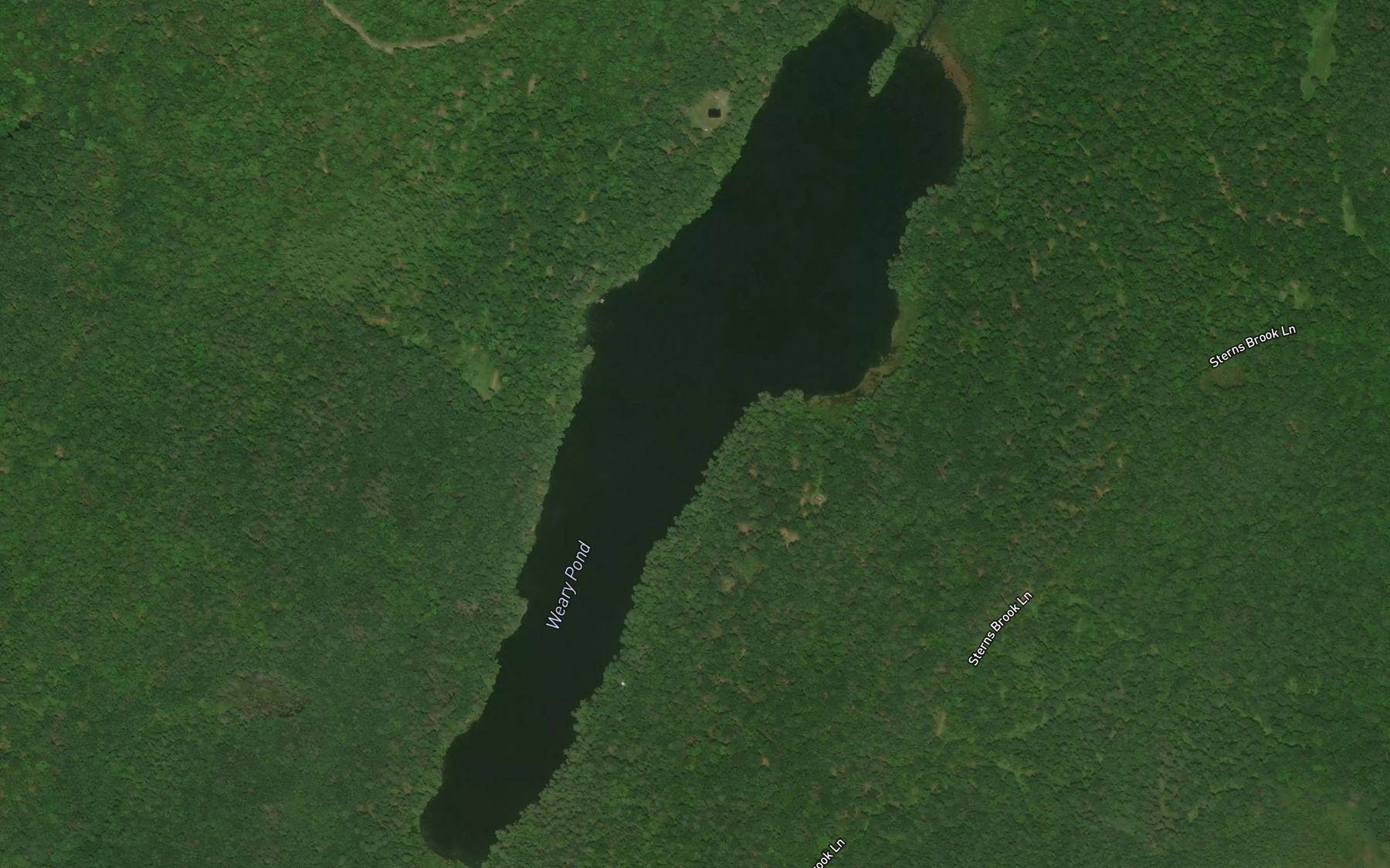 Satellite map of the Weary Pond