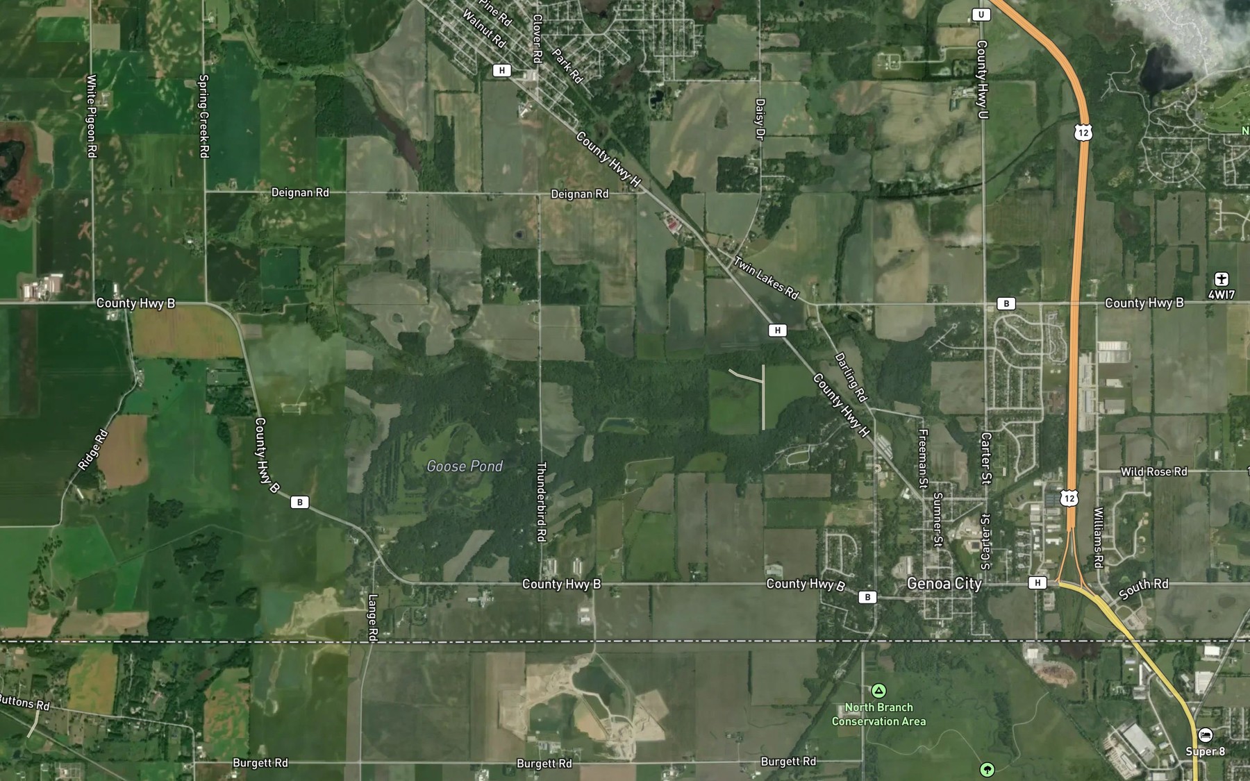 Satellite map of the West Branch North Branch Nippersink Creek