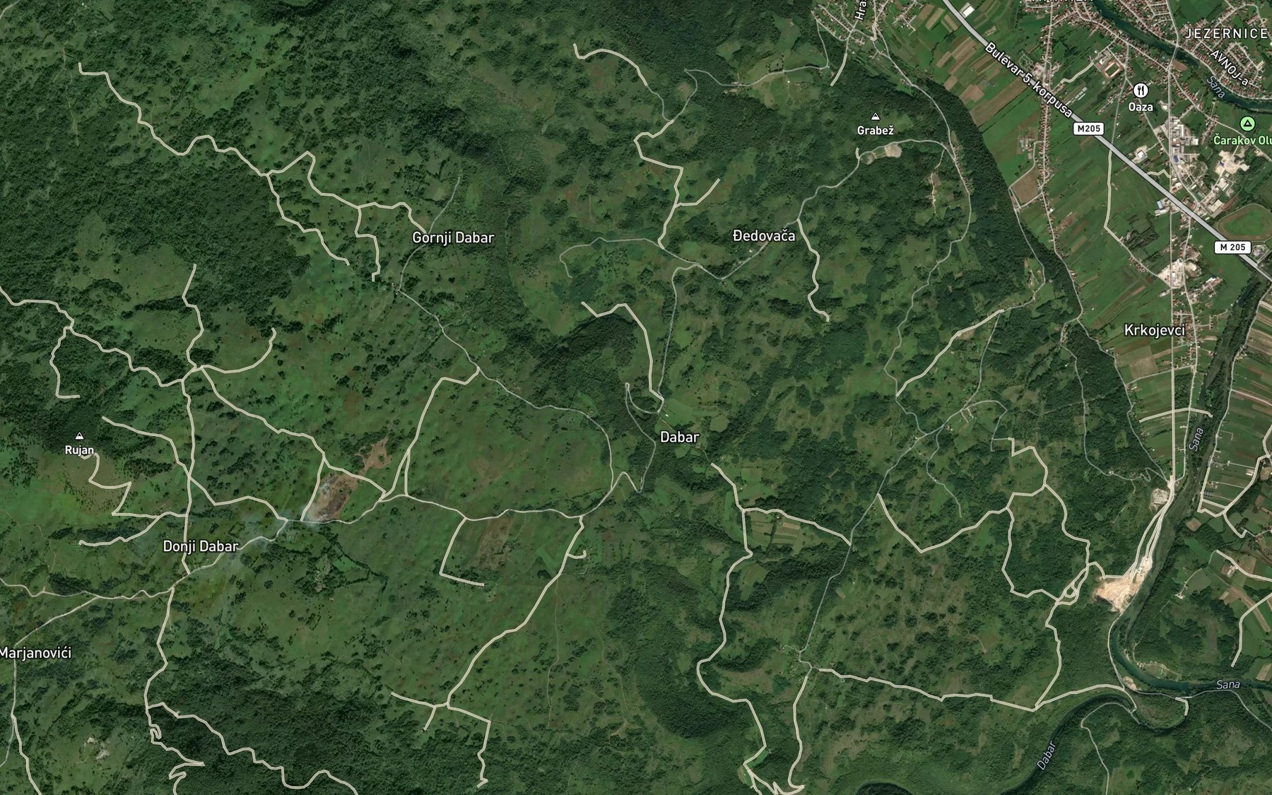 Satellite map of the Pasinac