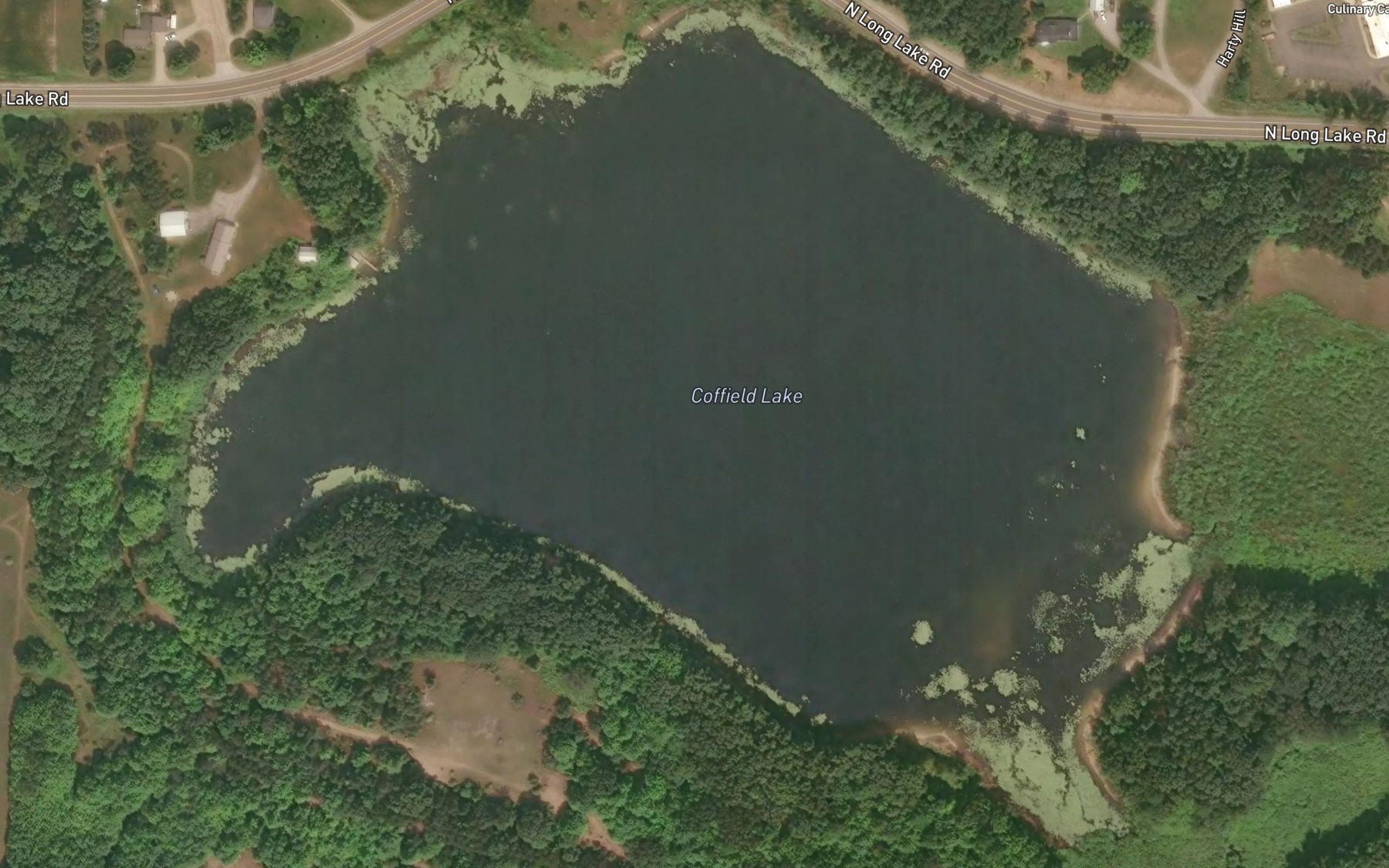 Satellite map of the Coffield Lake