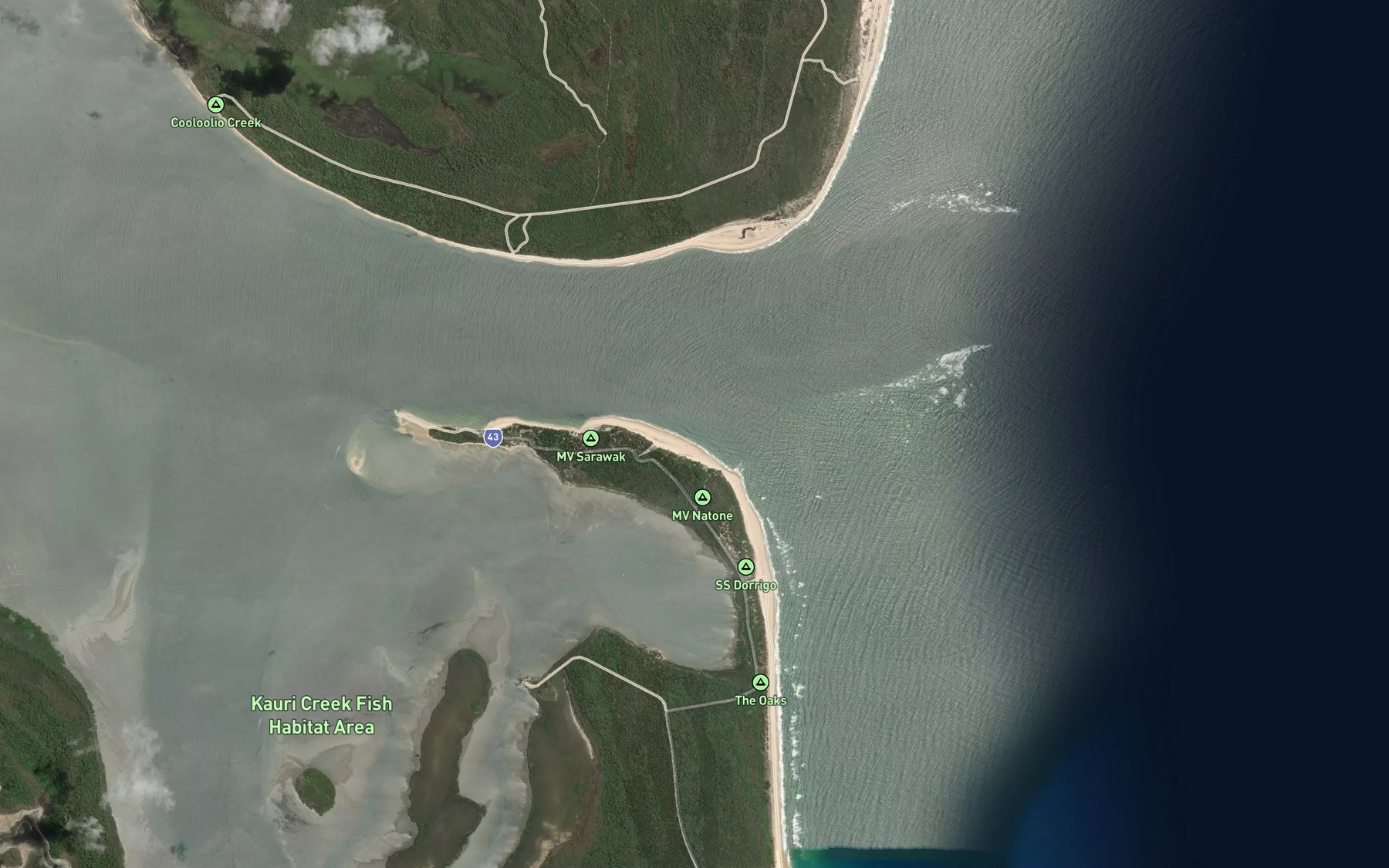 Satellite map of the Wide Bay Harbour