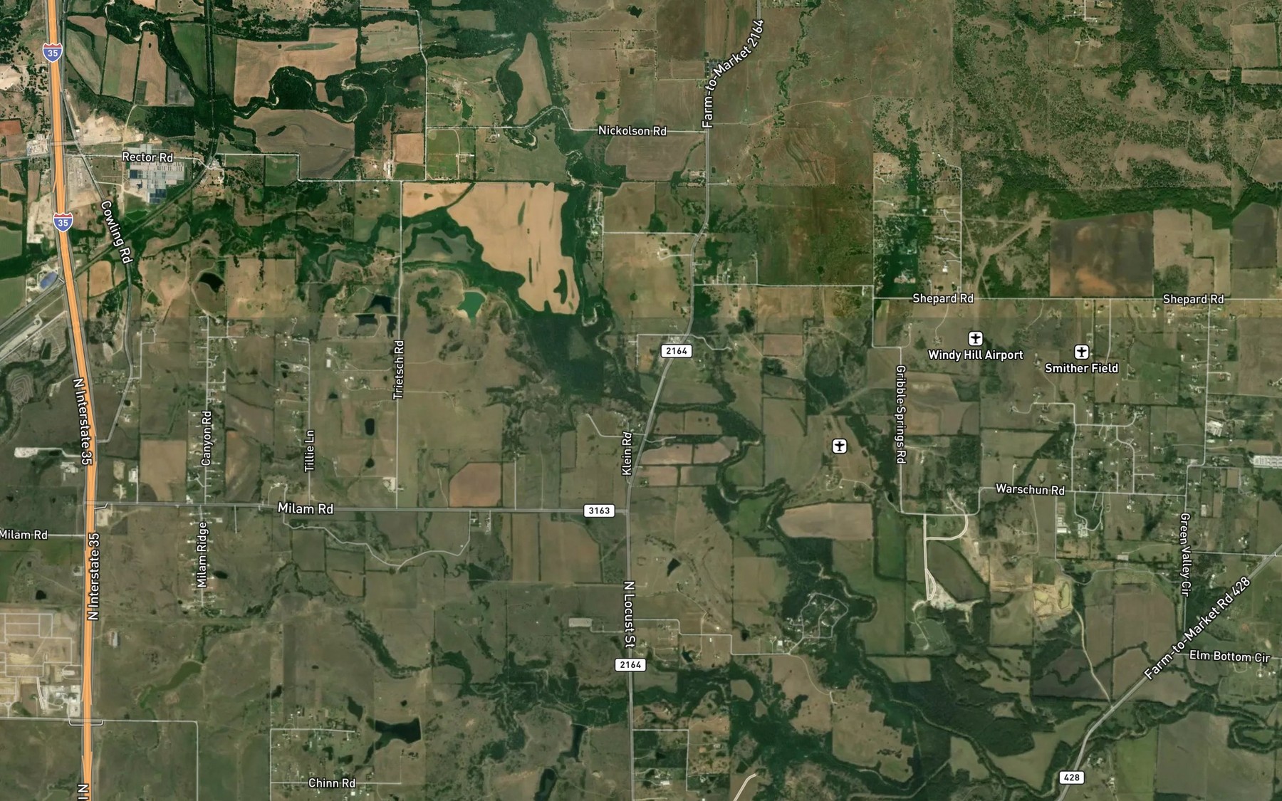 Satellite map of the Moores Branch