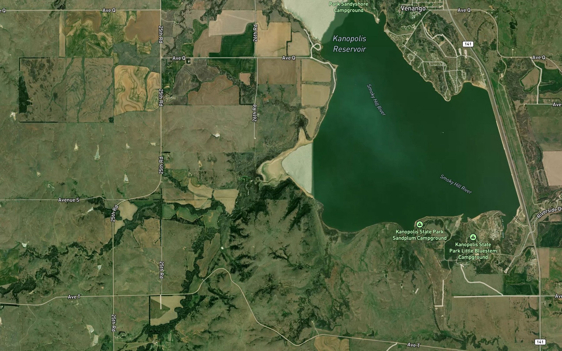 Satellite map of the Bluff Creek