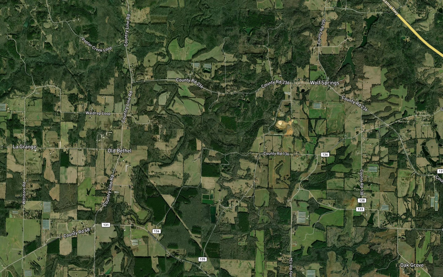 Satellite map of the Hogwood Branch