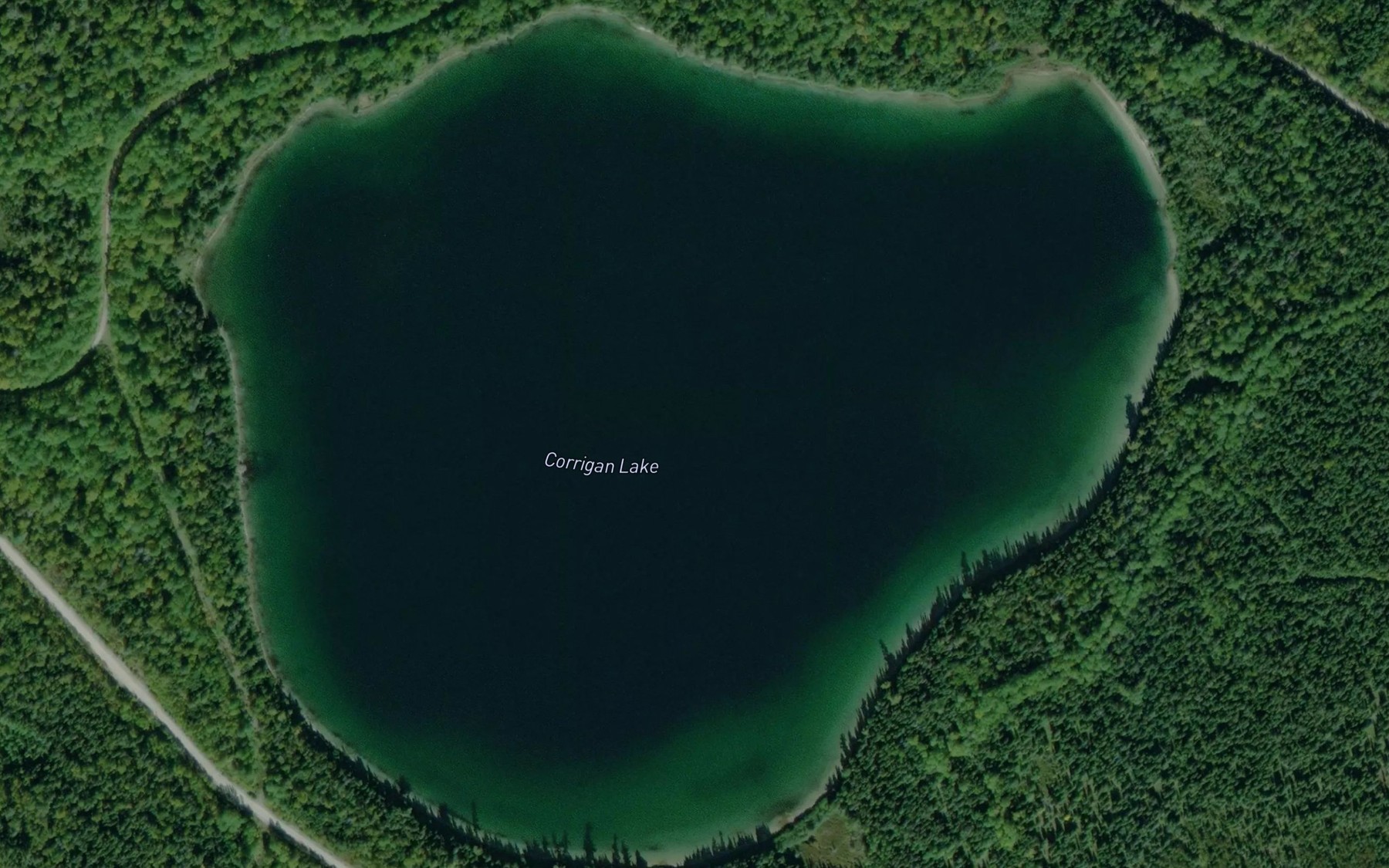 Satellite map of the Corrigan Lake