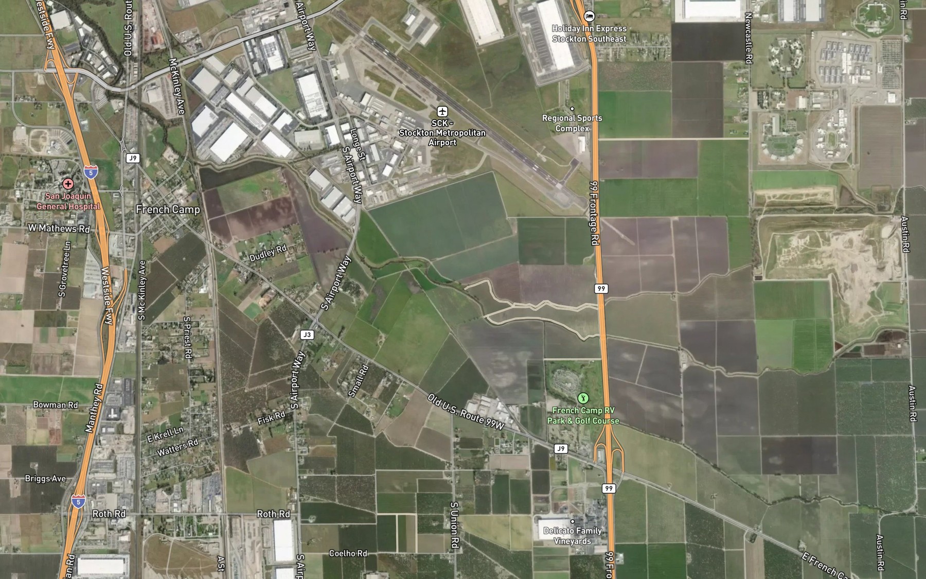Satellite map of the Littlejohns Creek