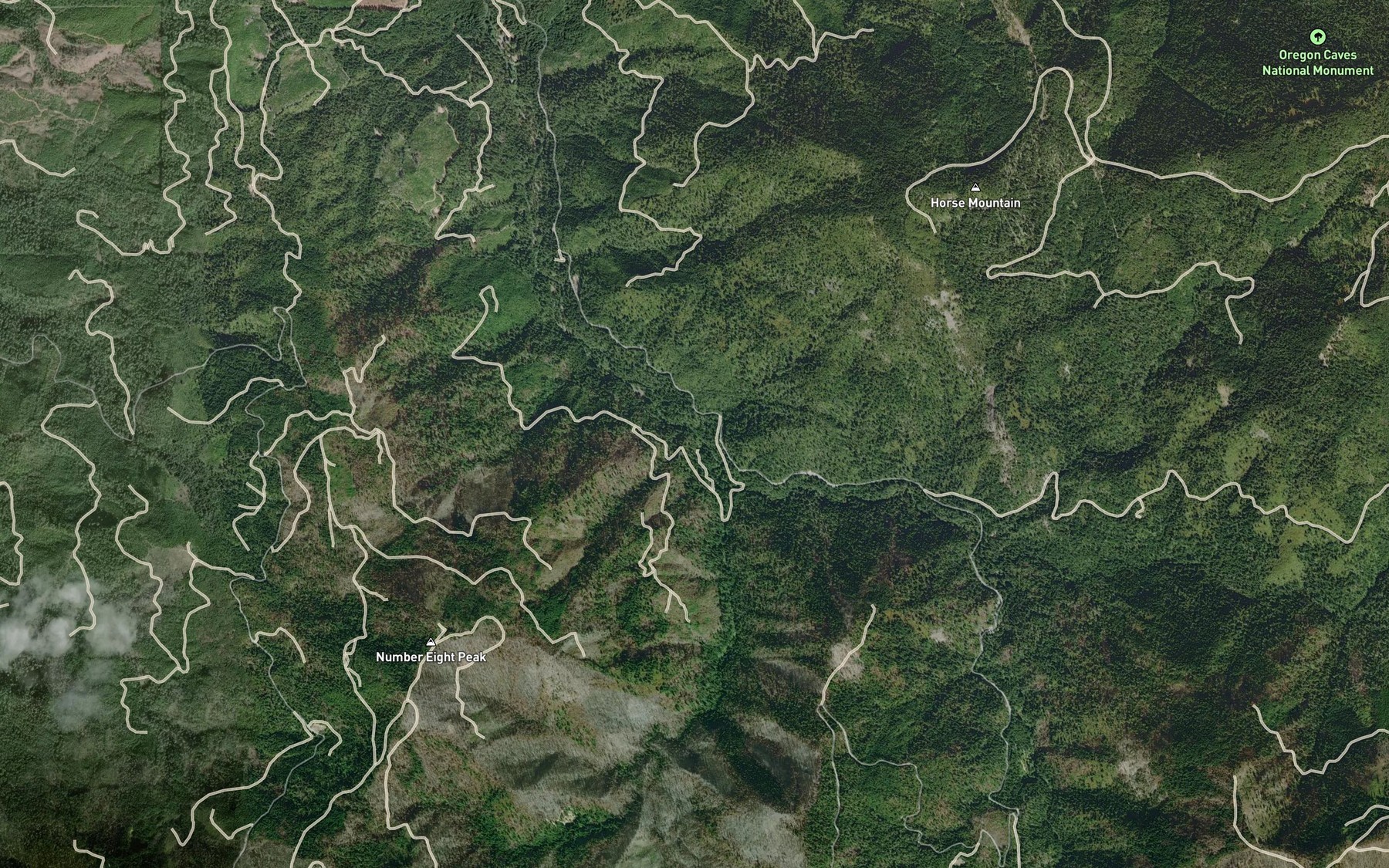 Satellite map of the Jackass Creek