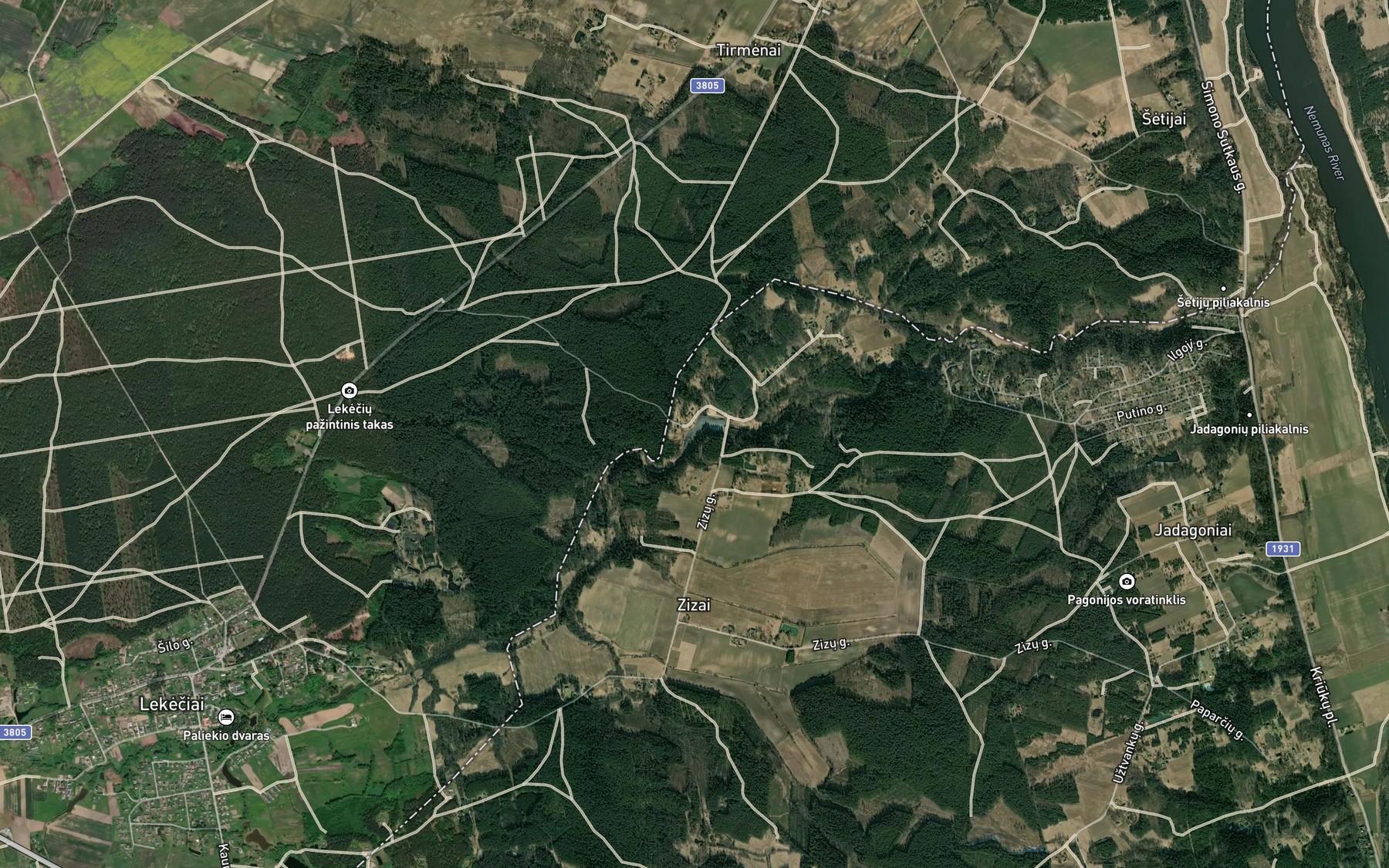 Satellite map of the Zizu Tvenkinys