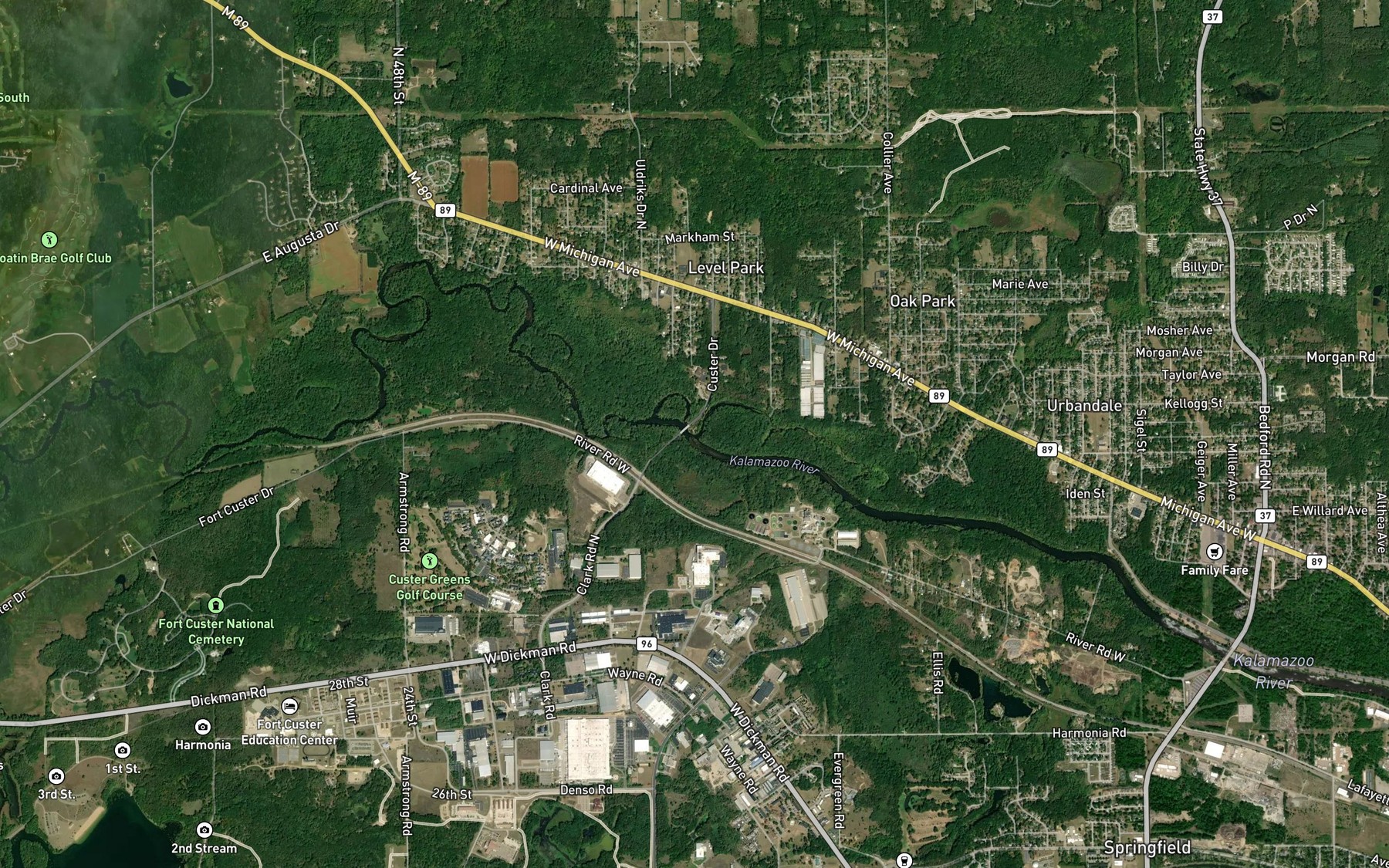 Satellite map of the Wabascon Creek