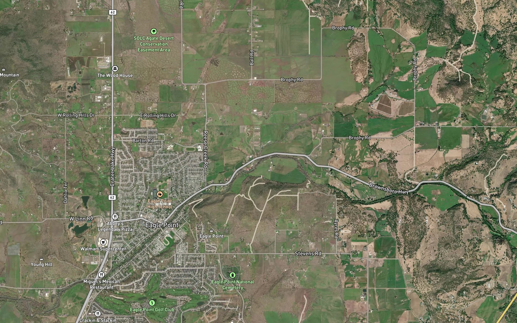 Satellite map of the Nichols Branch