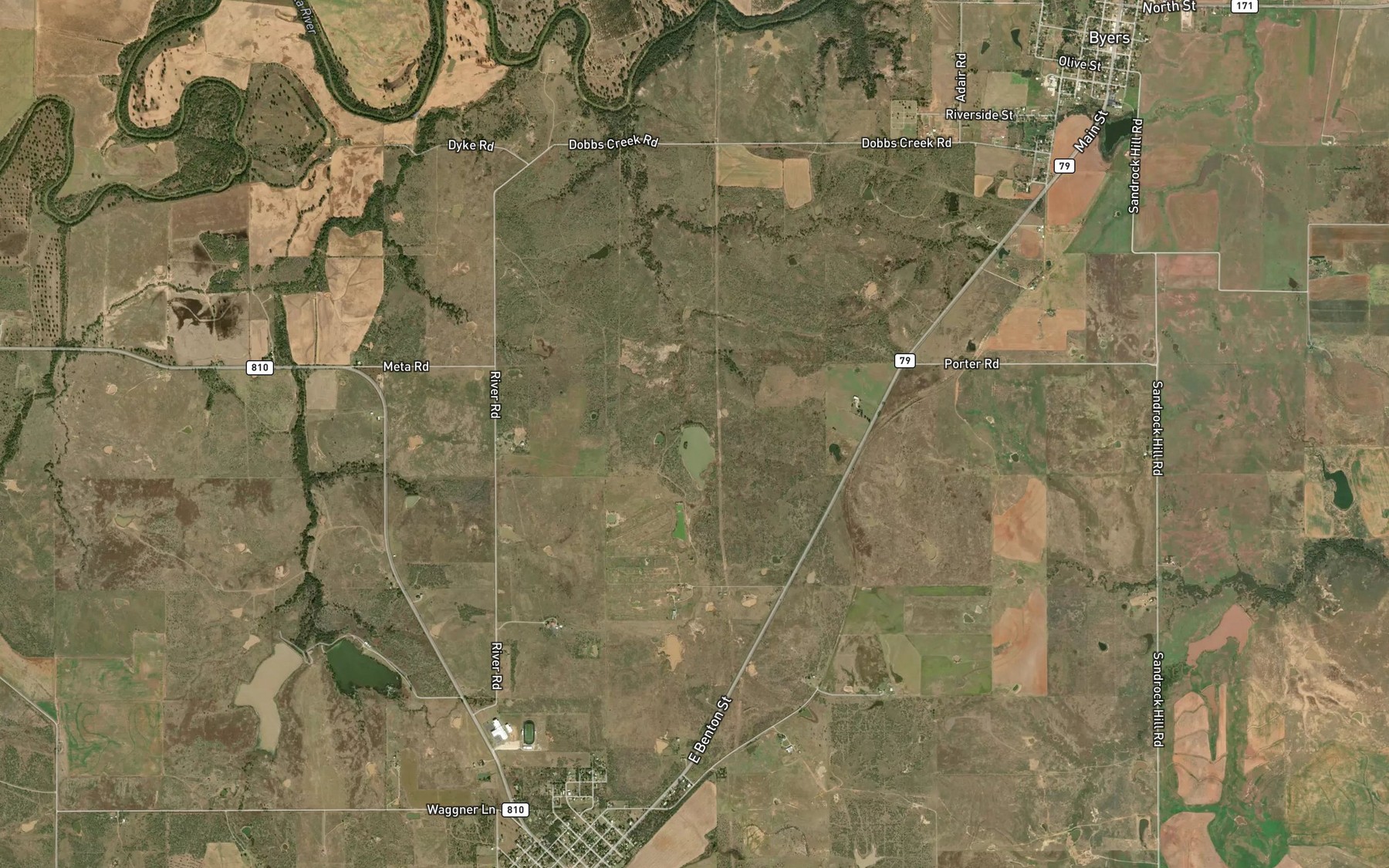 Satellite map of the Mayo Lake
