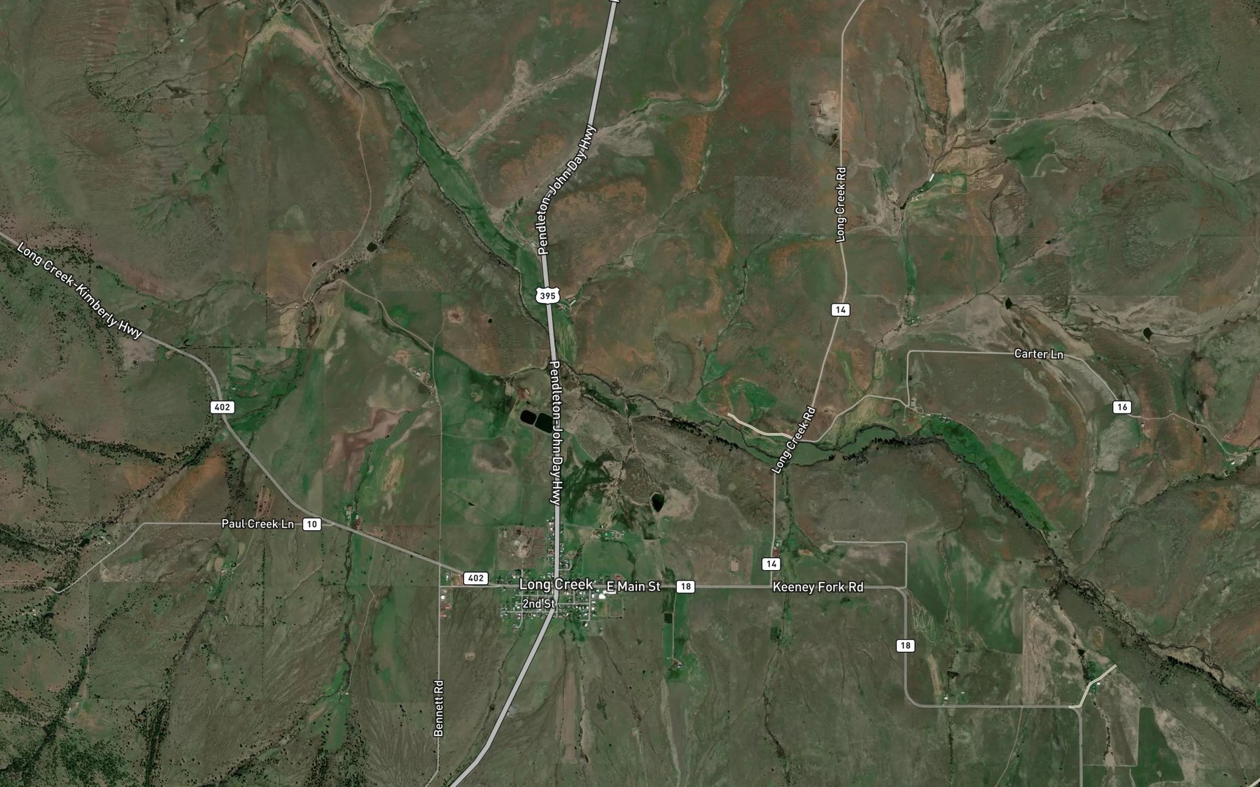 Satellite map of the Bly Creek