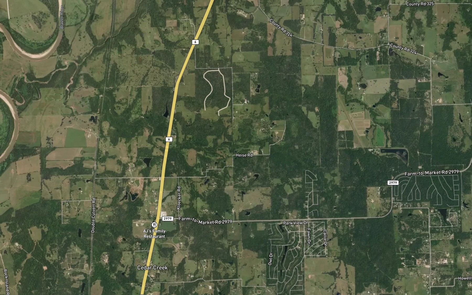 Satellite map of the Rocky Creek