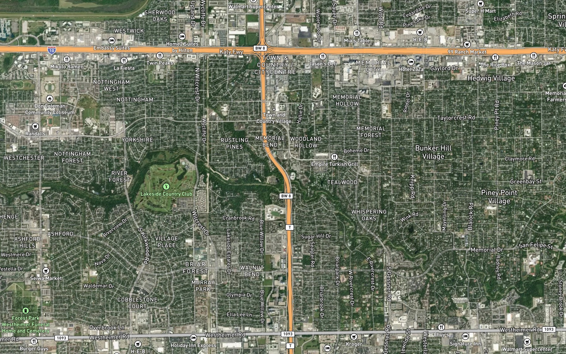 Satellite map of the Rummel Creek