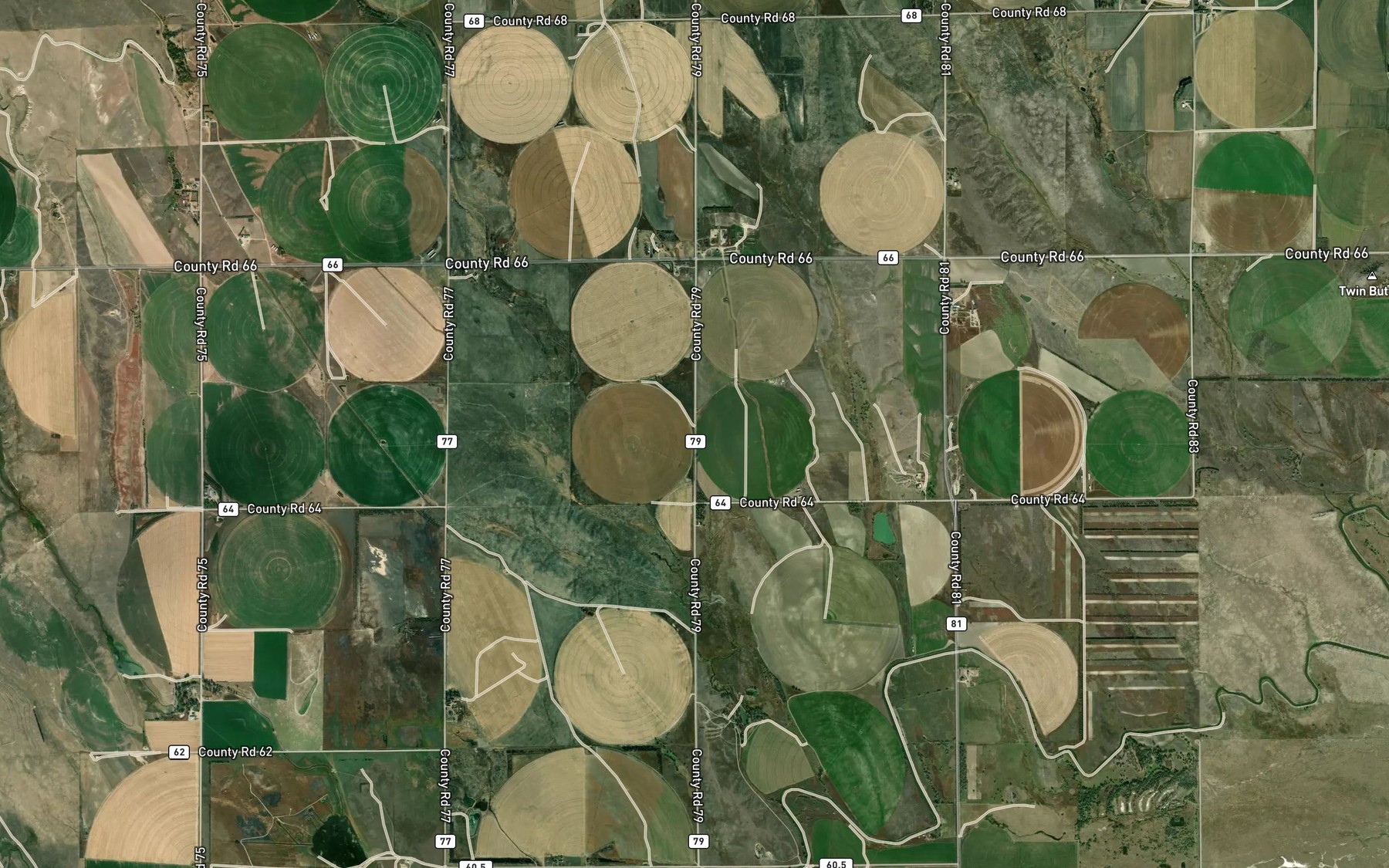 Satellite map of the Byers Ditch