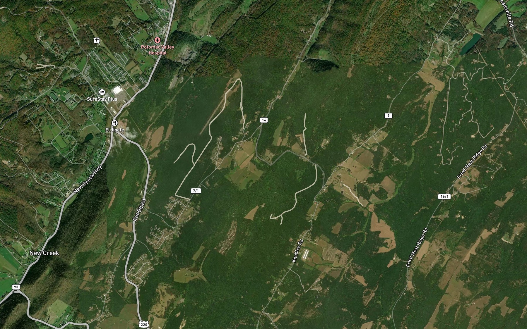 Satellite map of the Keyser Reservoir