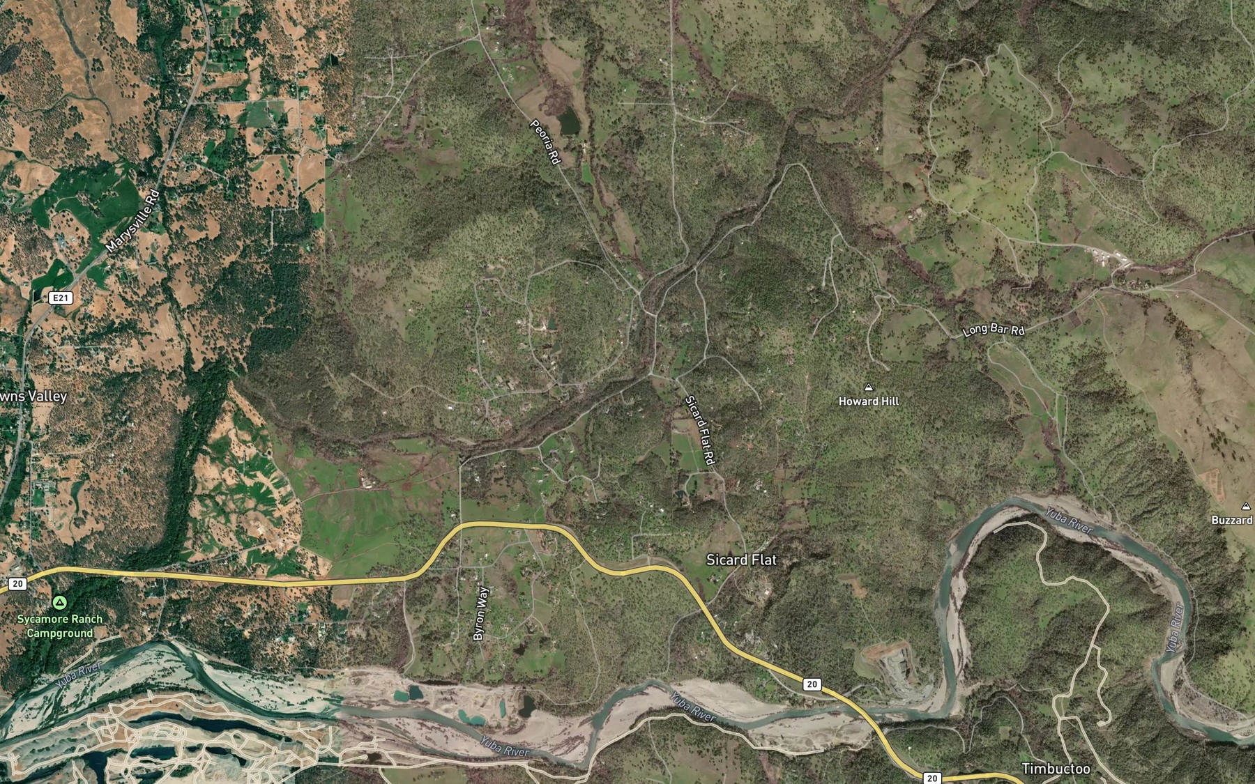 Satellite map of the Smith Bar Ditch