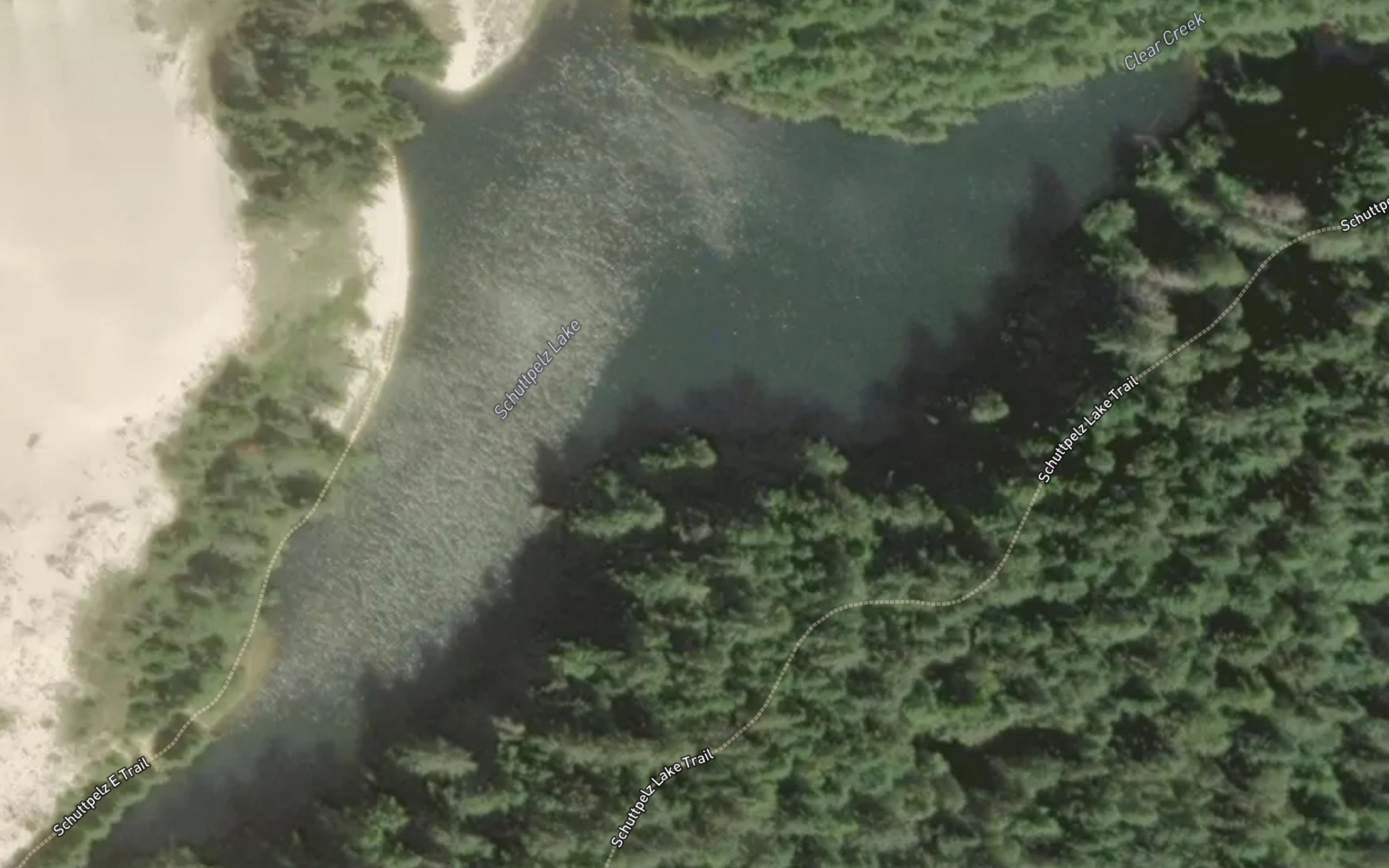 Satellite map of the Shuttpelz Lake