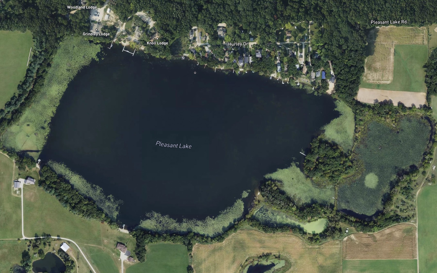 Satellite map of the Pleasant Lake
