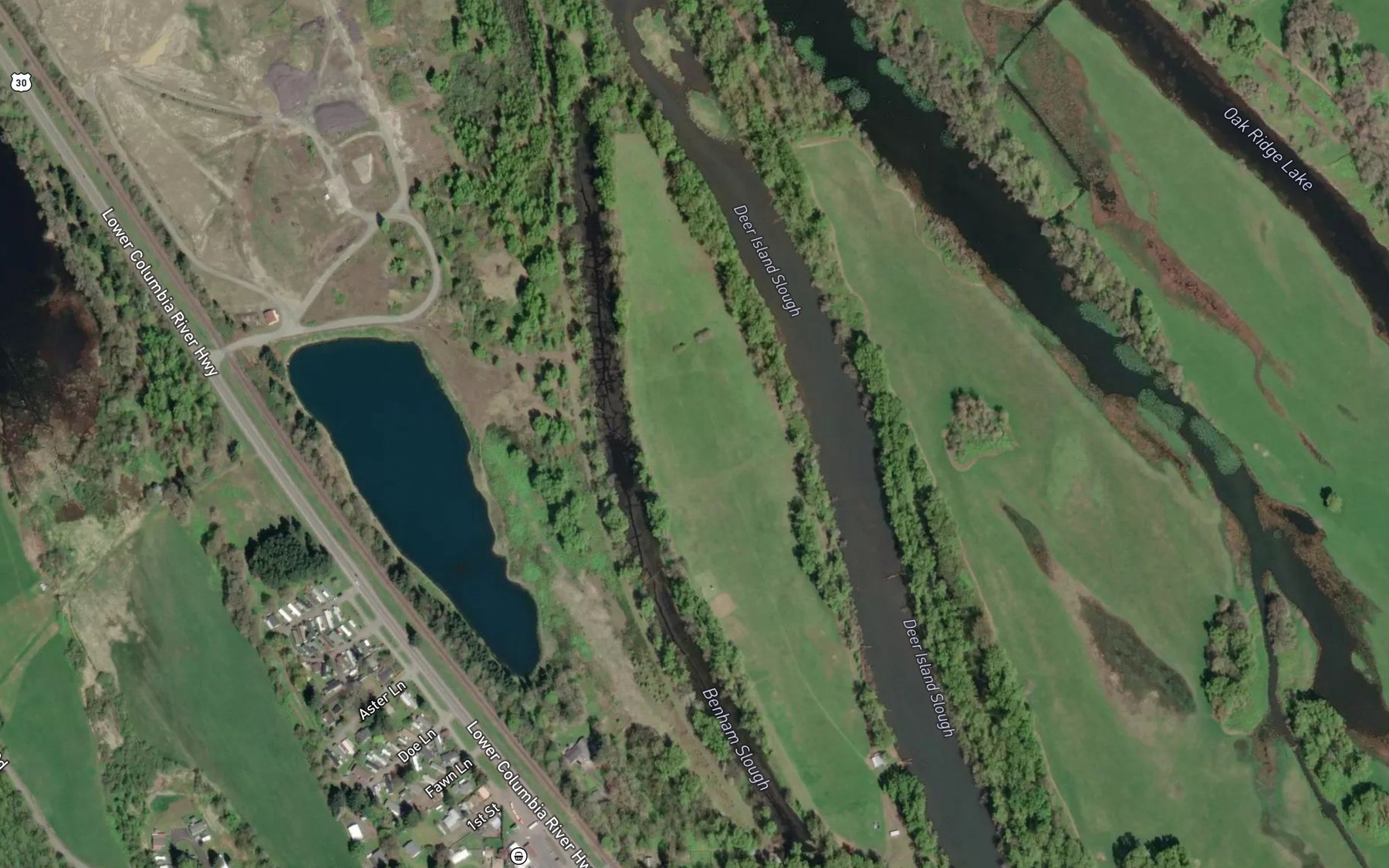 Satellite map of the Benham Slough