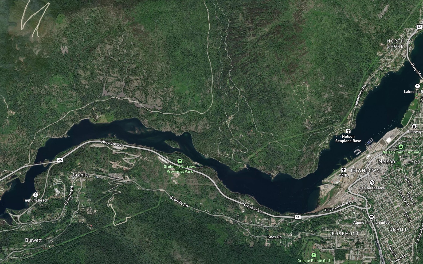 Satellite map of the Grohman Narrows