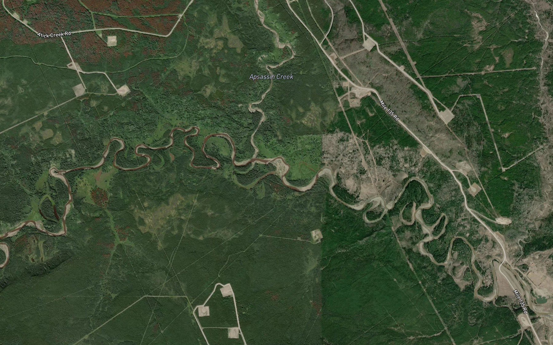 Satellite map of the Apsassin Creek