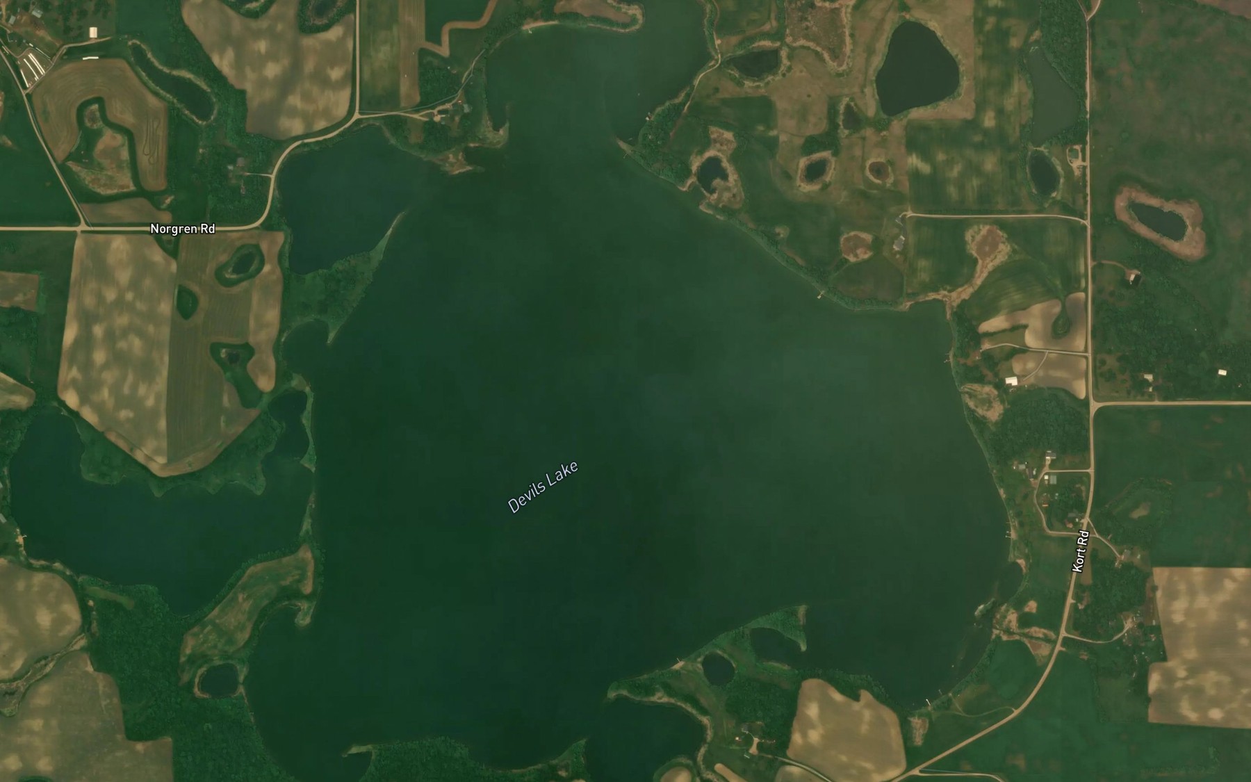 Satellite map of the Devils Lake