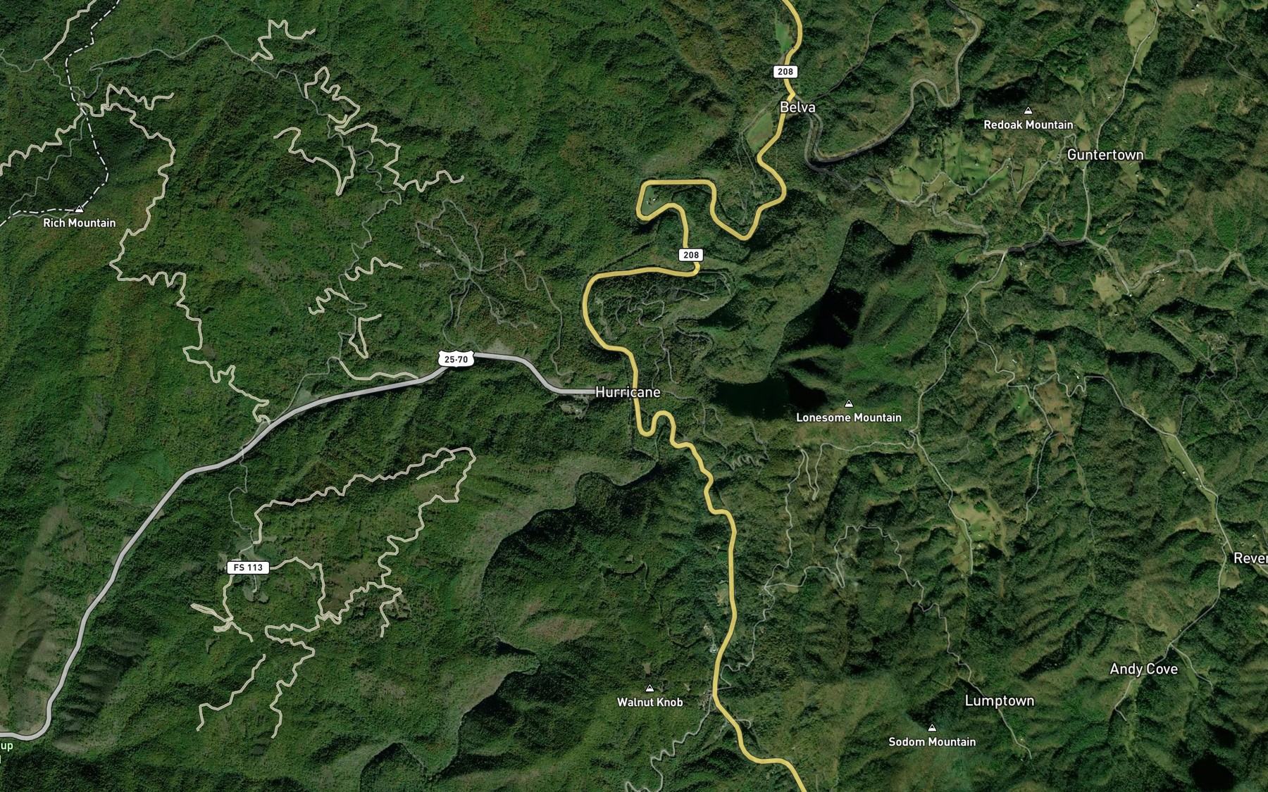 Satellite map of the Little Hurricane Creek