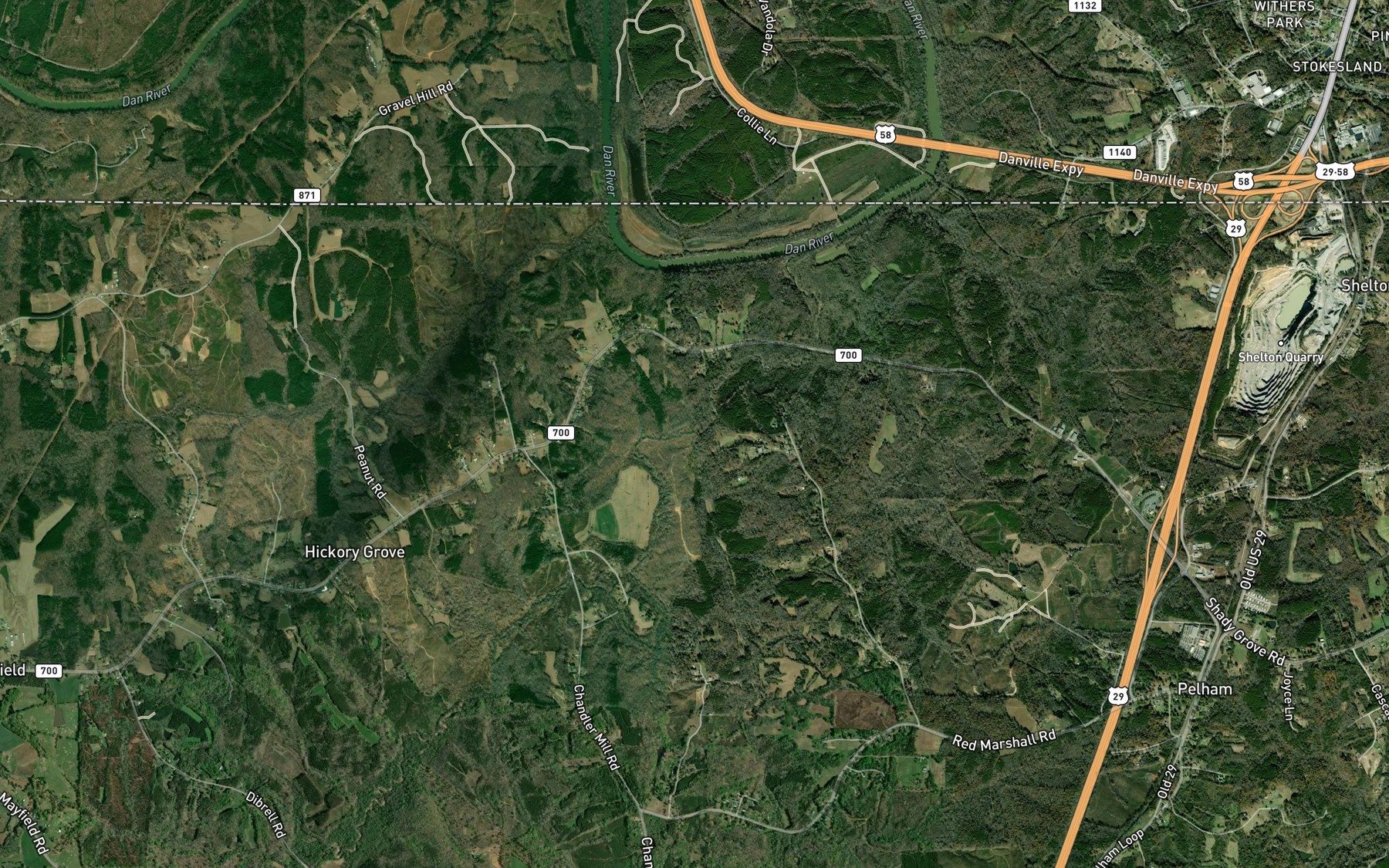 Satellite map of the Little Wolf Island Creek