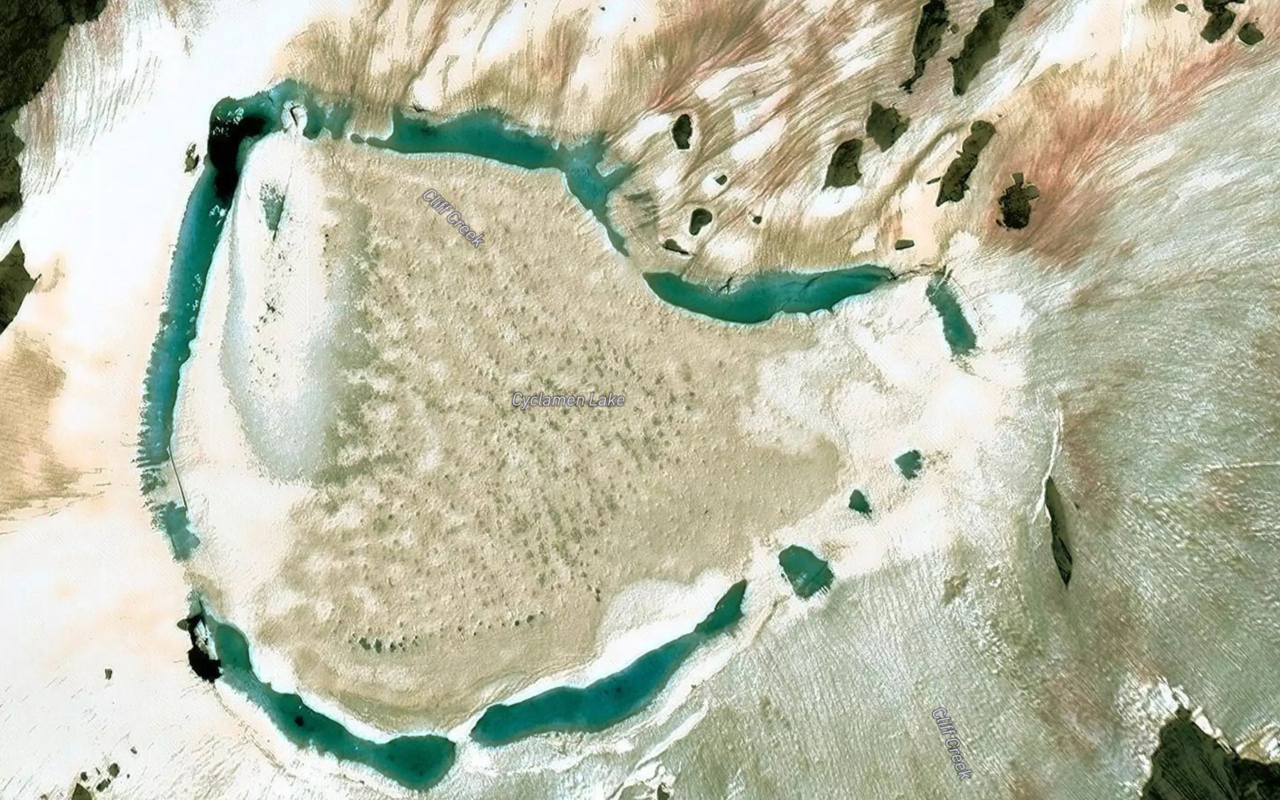 Satellite map of the Cyclamen Lake