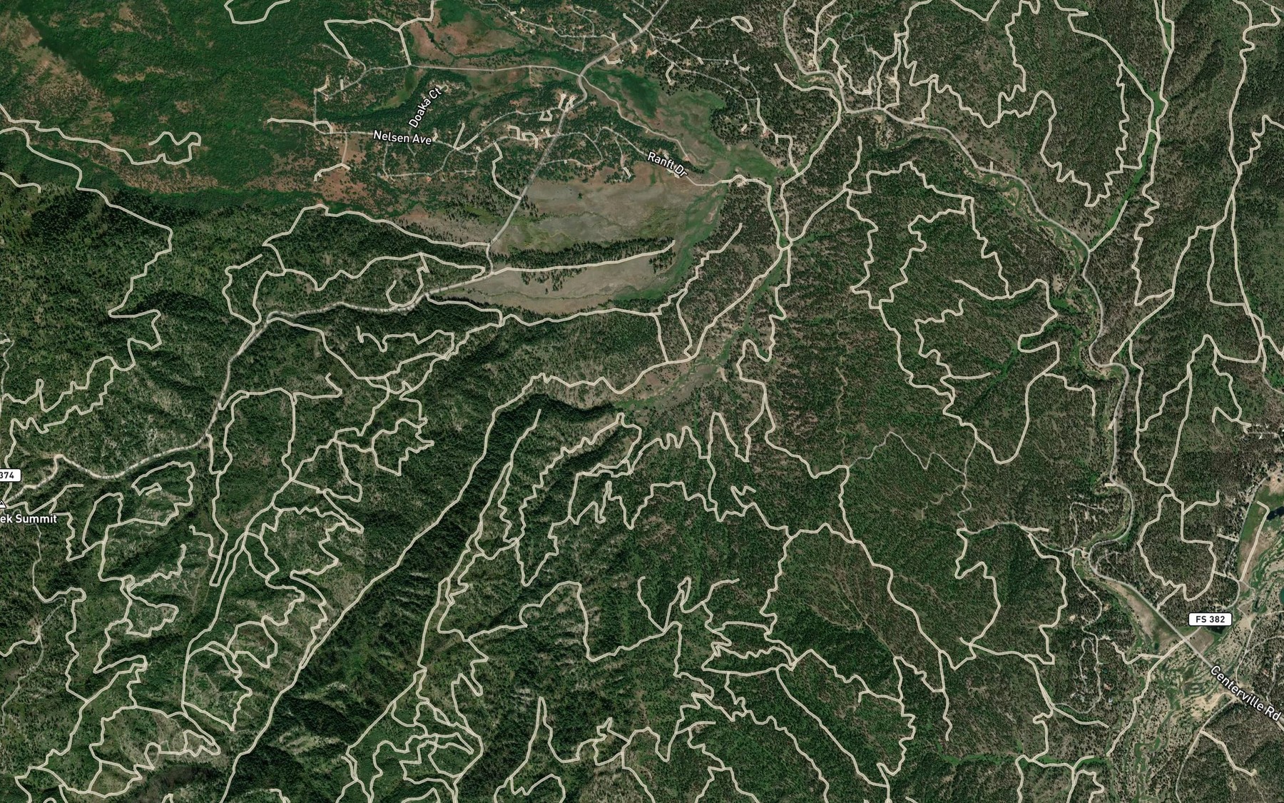 Satellite map of the East Fork Clear Creek